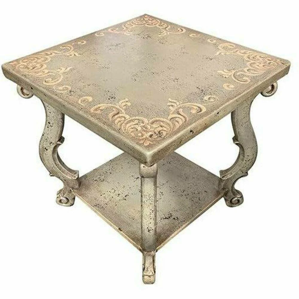 Casa Bonita Peruvian Hand-Painted Carved Wood Marbella Square End Table