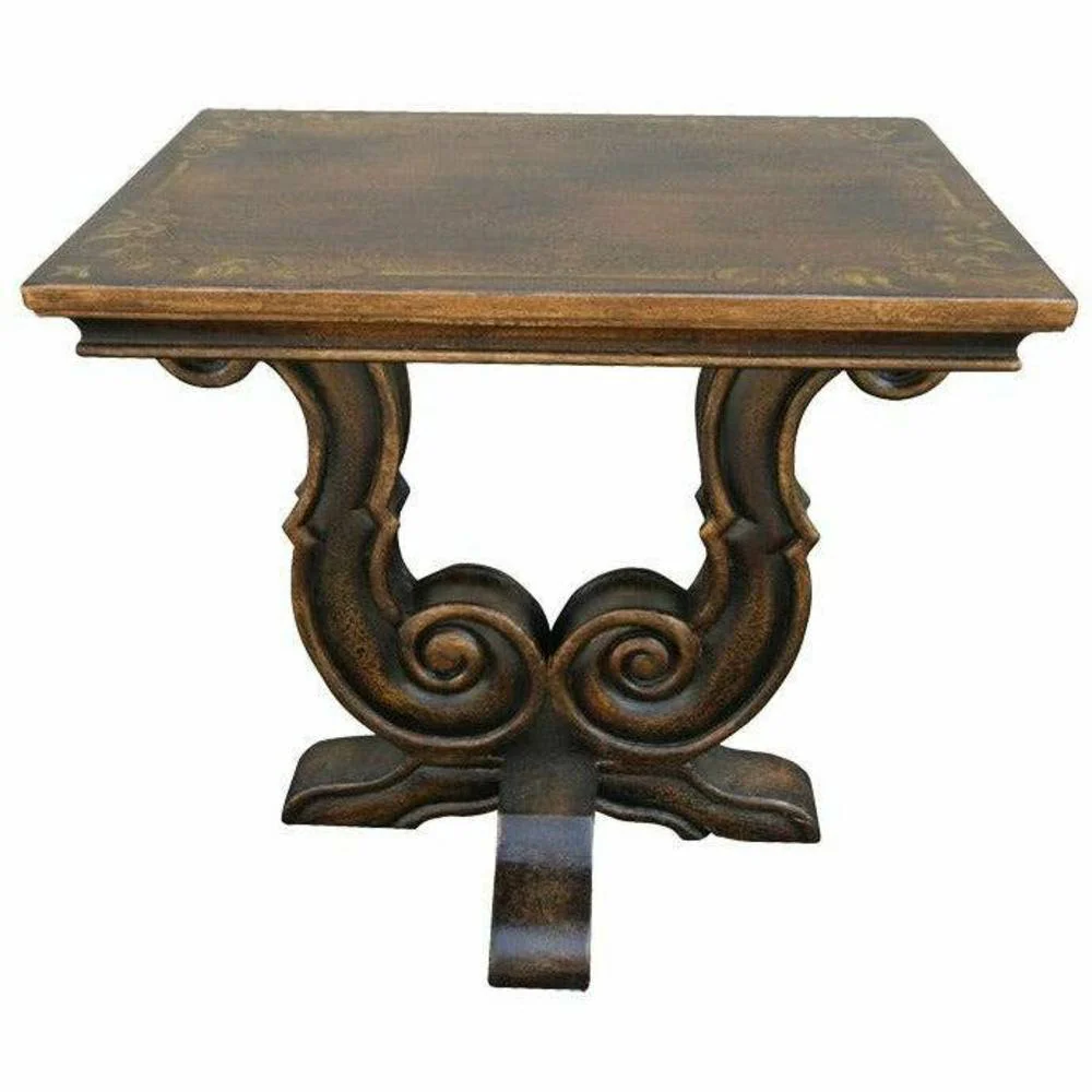 Casa Bonita Peruvian Hand-Painted Carved Wood Umbria End Table