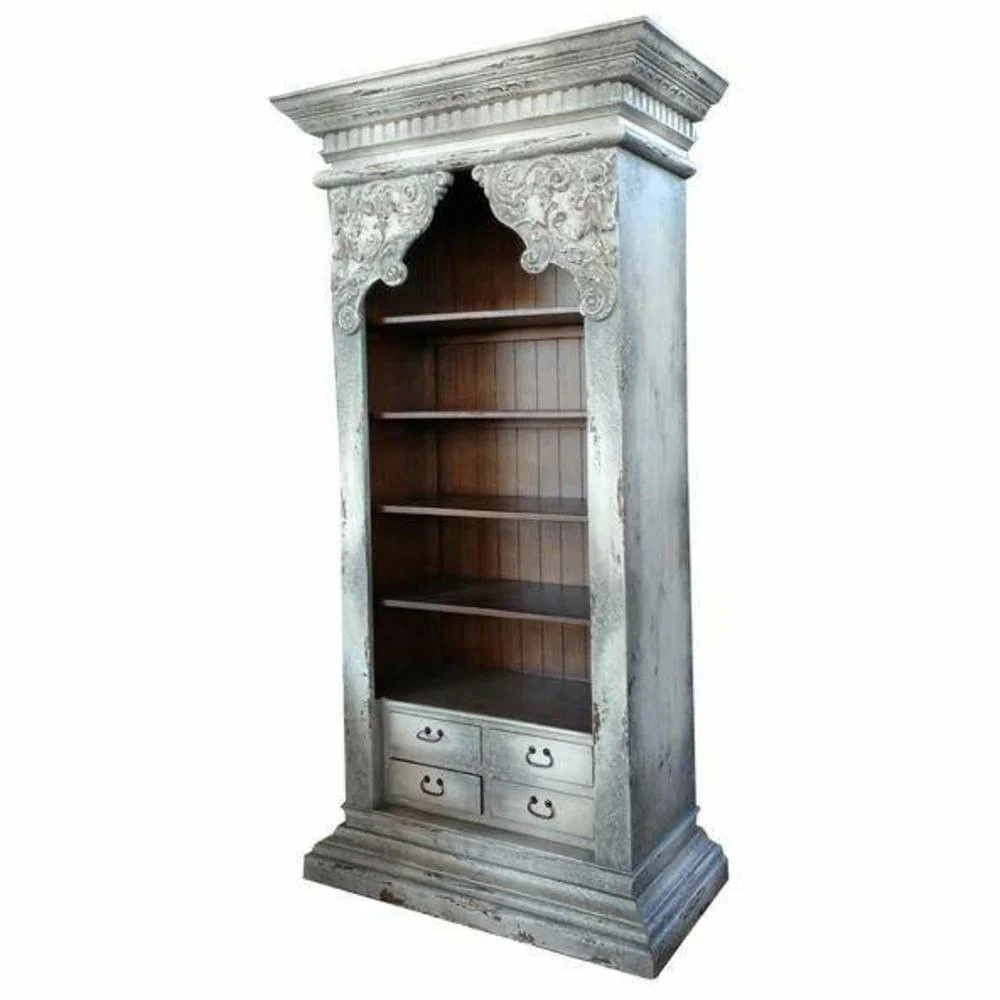 Casa Bonita Peruvian Hand-Painted Carved Wood Renaissance Bookcase
