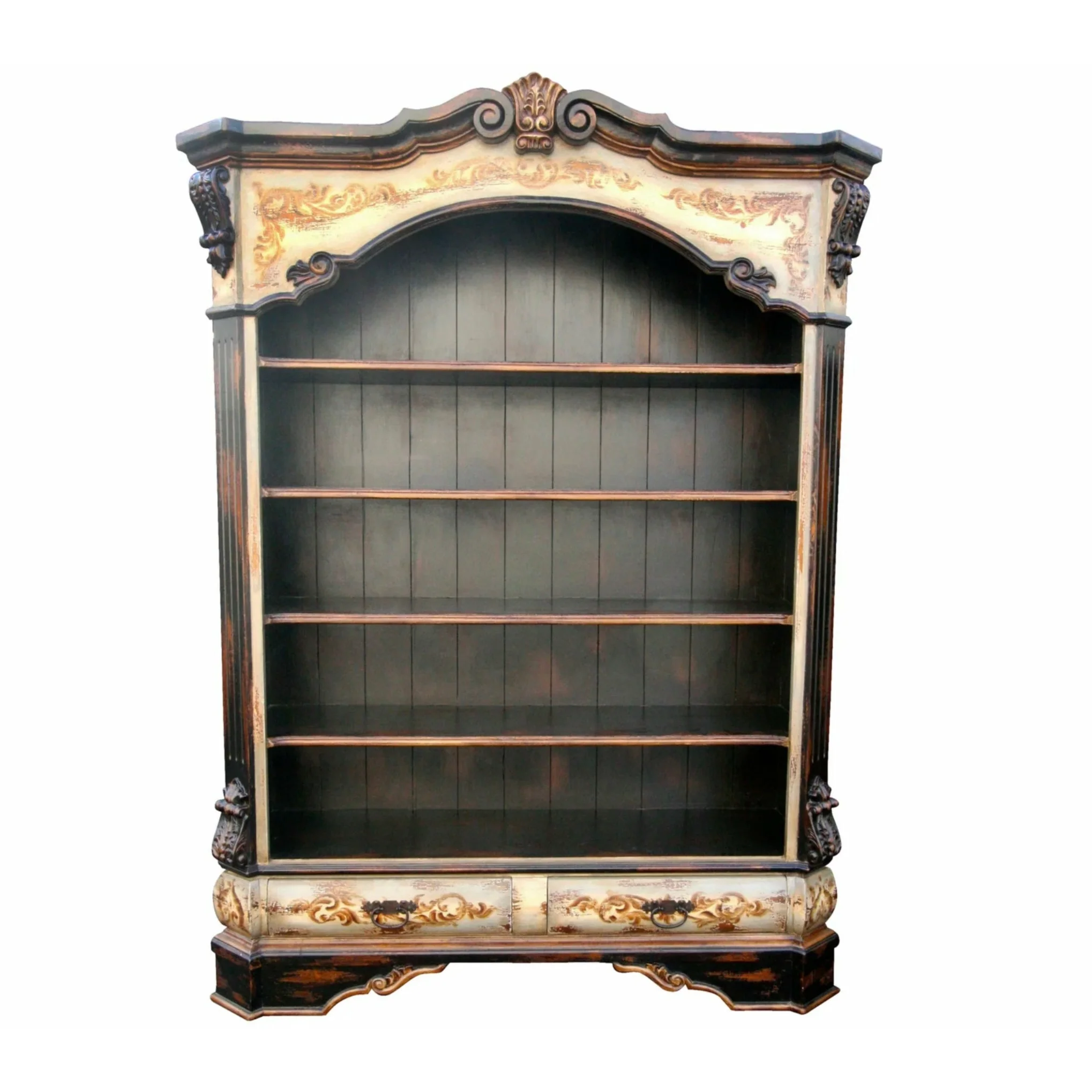 Casa Bonita Peruvian Hand-Painted Carved Wood Erasmo Bookcase