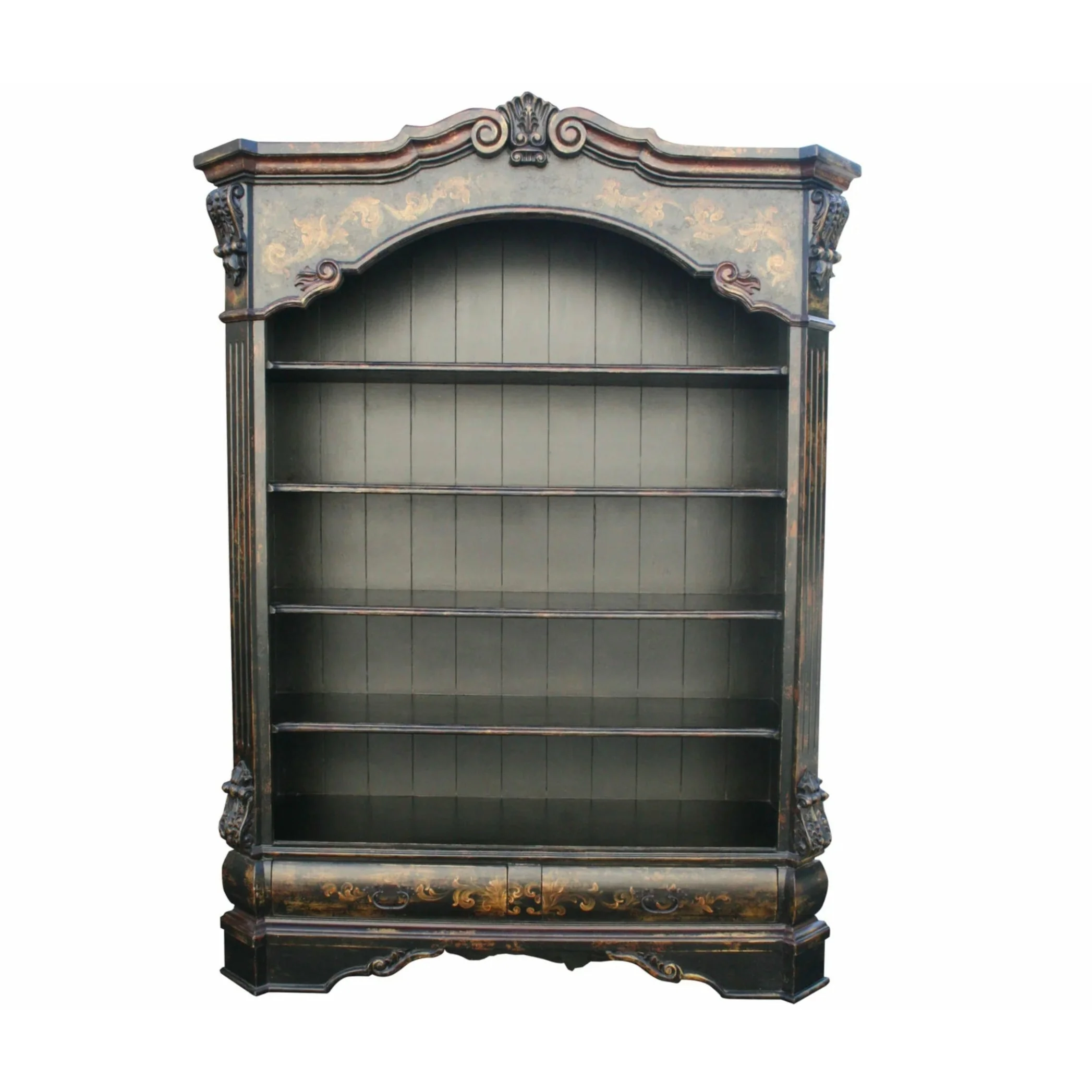 Casa Bonita Peruvian Hand-Painted Carved Wood Erasmo Bookcase