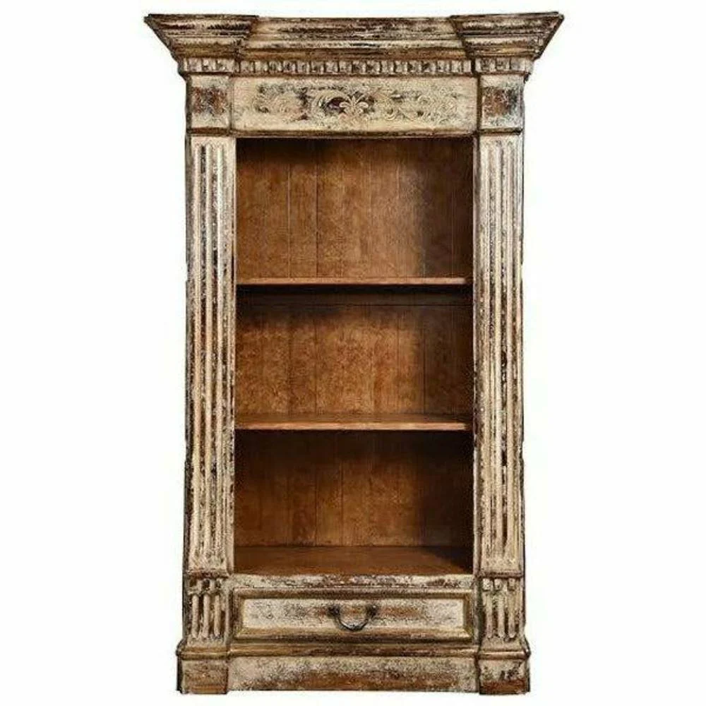 Casa Bonita Peruvian Hand-Painted Carved Wood Italo Bookcase