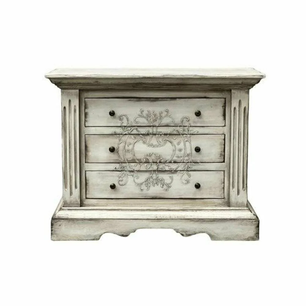 Casa Bonita Peruvian Hand-Painted Carved Wood Francesca Nightstand