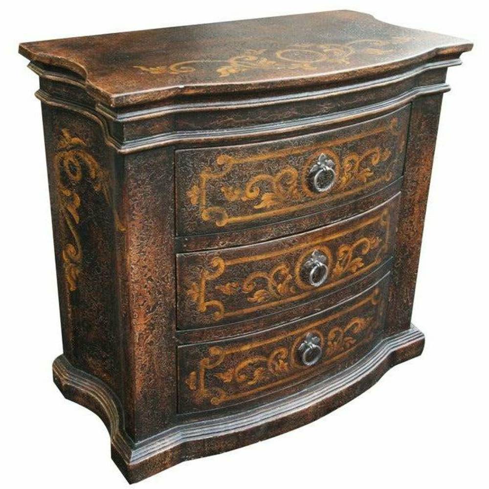 Casa Bonita Peruvian Hand-Painted Carved Wood Maras Nightstand