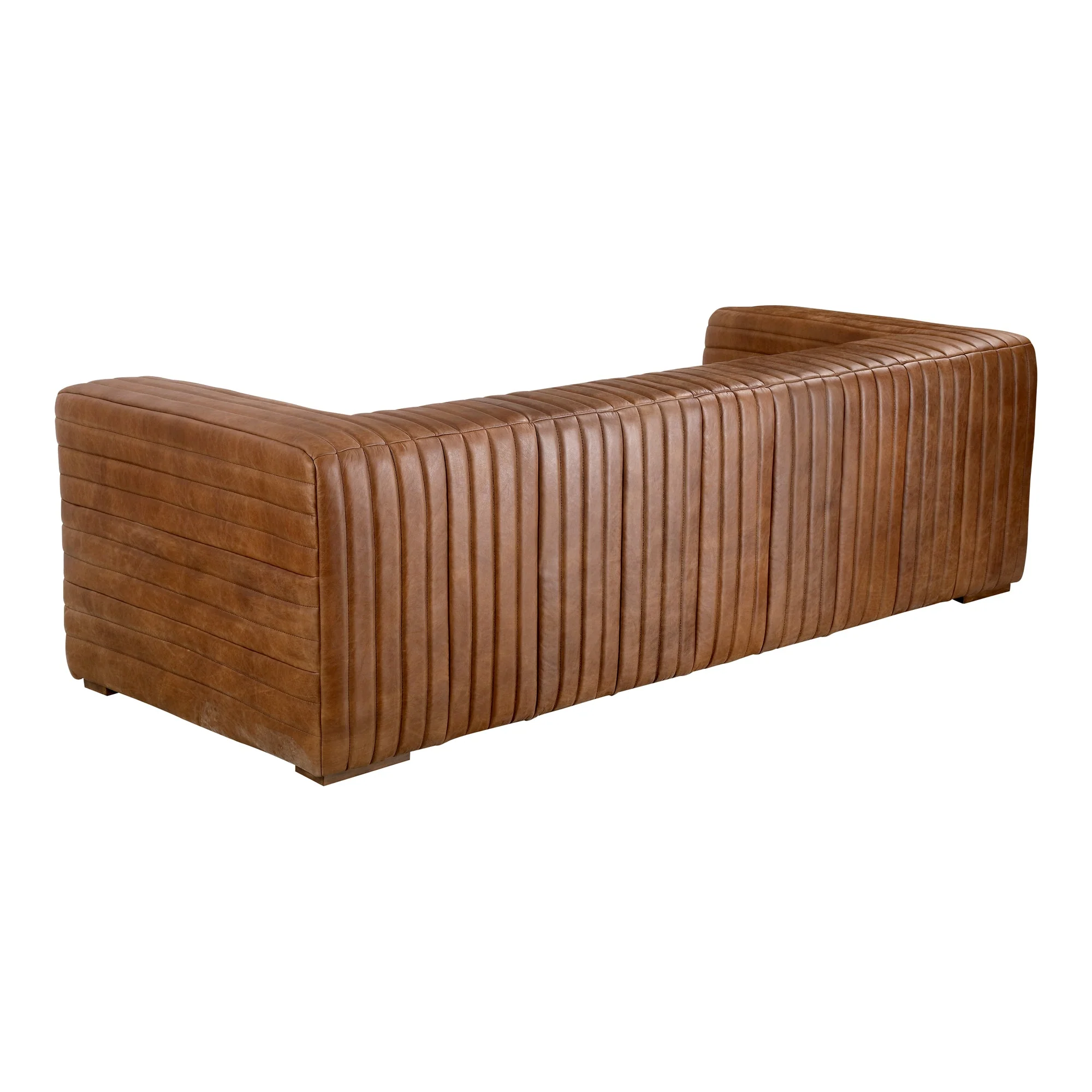 Moe's Home Collection Castle Channel Stitched Brown Leather Sofa - Image 6