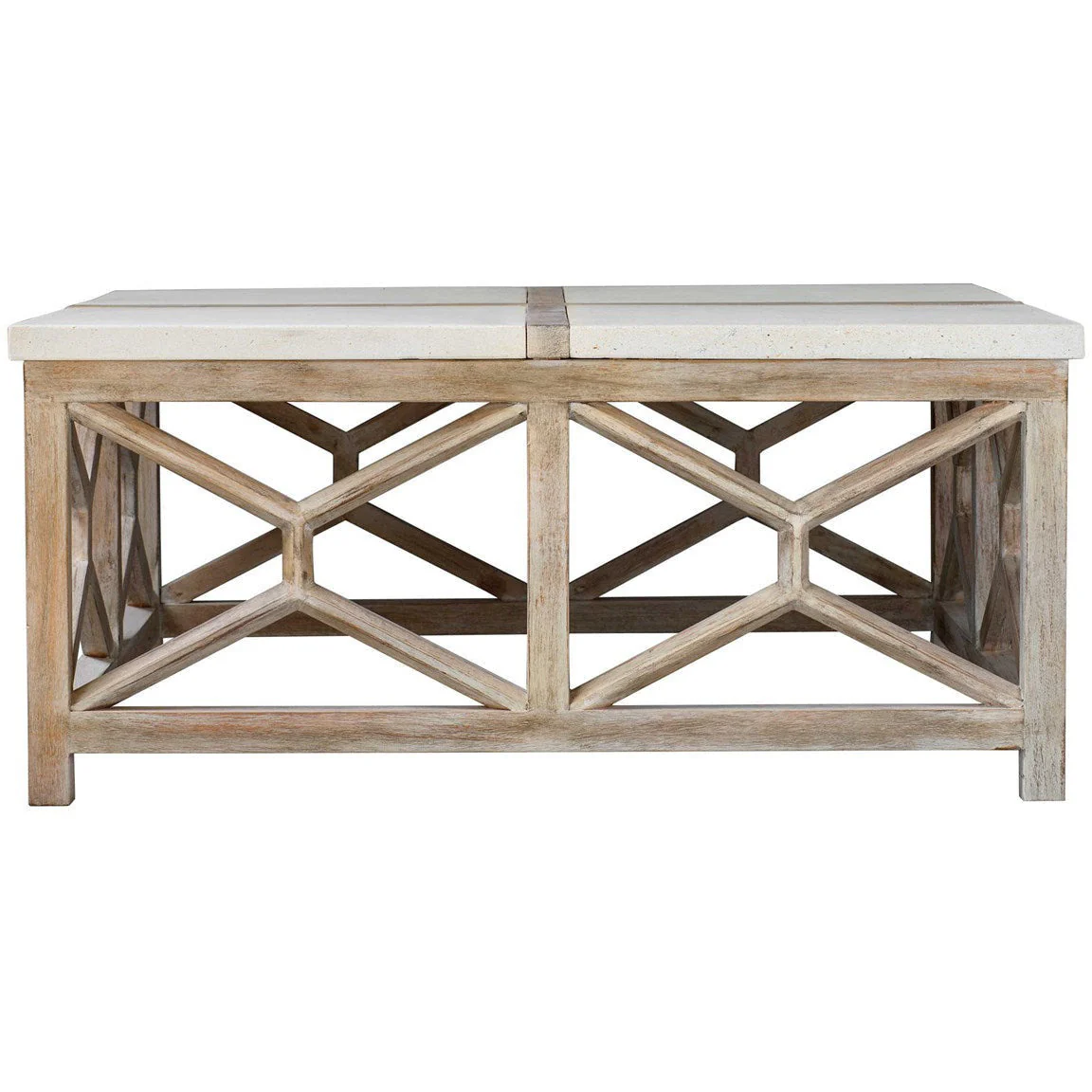 Uttermost Catali Natural Ivory Limestone Top With Wood Base Coffee Table - Image 4