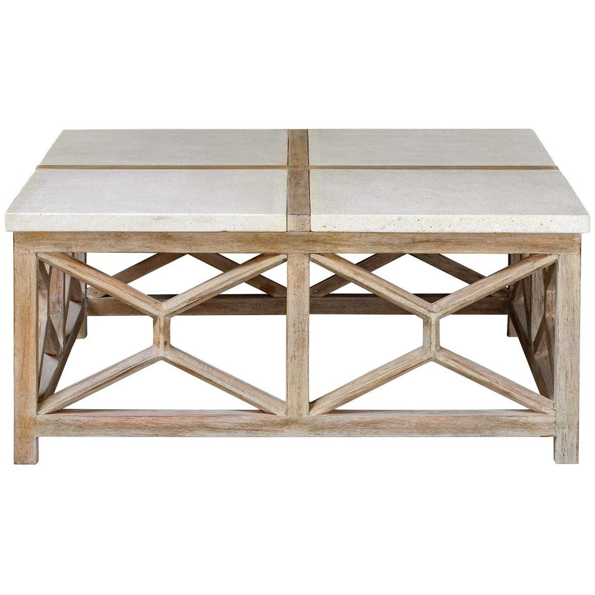 Uttermost Catali Natural Ivory Limestone Top With Wood Base Coffee Table - Image 5