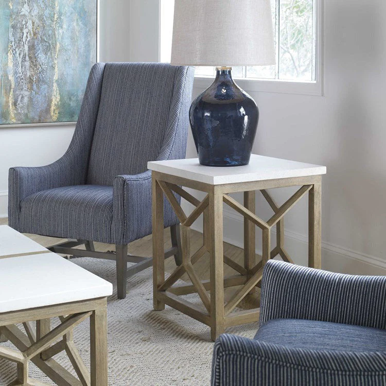 Uttermost Catali Natural Ivory Limestone Top With Wood Base End Table - Image 2