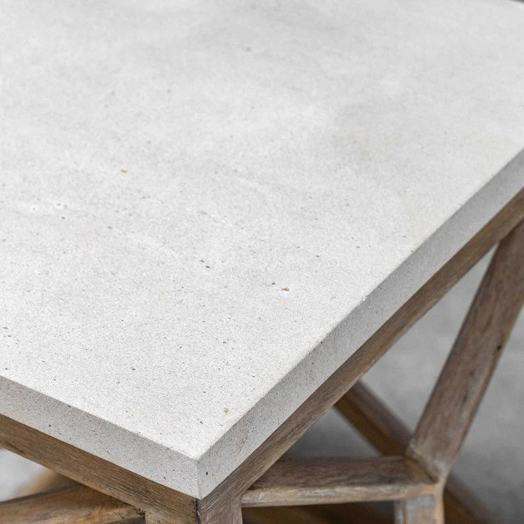 Uttermost Catali Natural Ivory Limestone Top With Wood Base End Table - Image 8