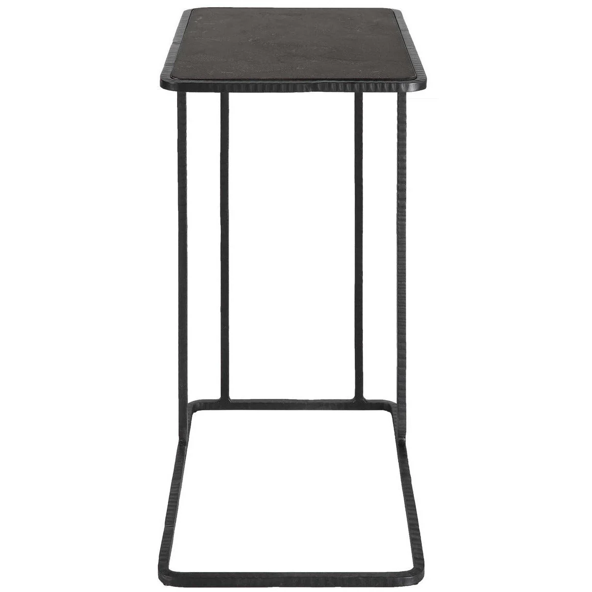 Uttermost Cavern Polished Bluestone Top With Black Iron Base Accent Table - Image 4