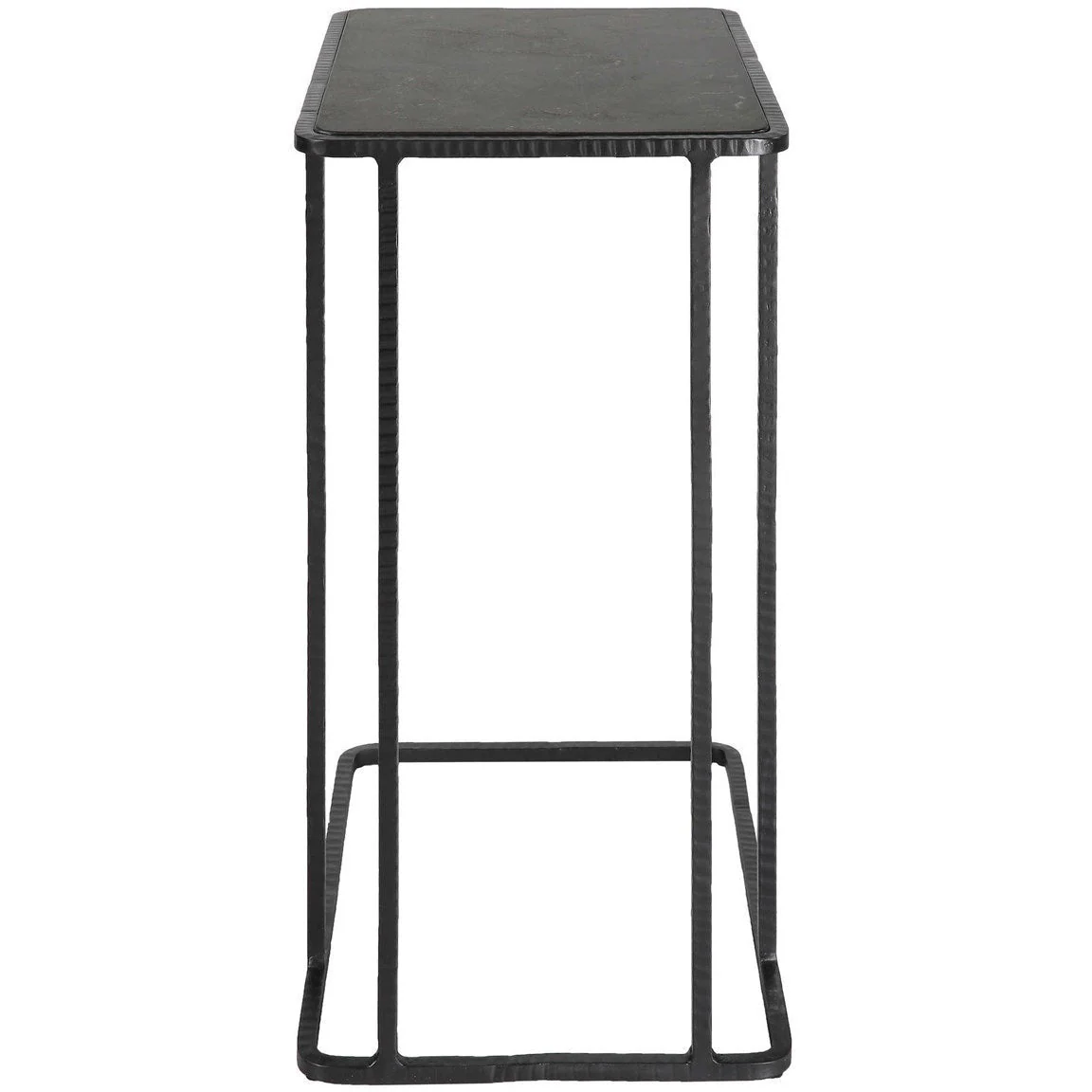 Uttermost Cavern Polished Bluestone Top With Black Iron Base Accent Table - Image 6