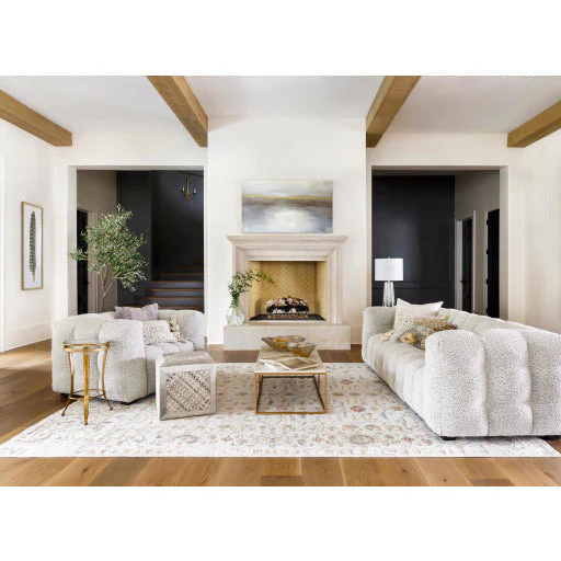 Surya Chambery Modern Ivory Boucle Channeled Sofa - Image 4