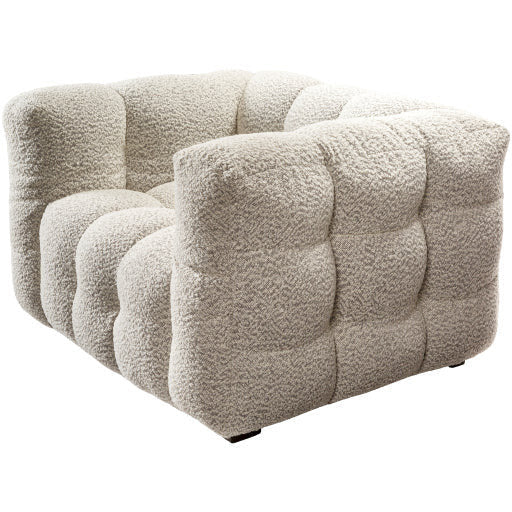 Surya Chambery Modern Ivory Boucle Channeled Chair and a Half - Image 7
