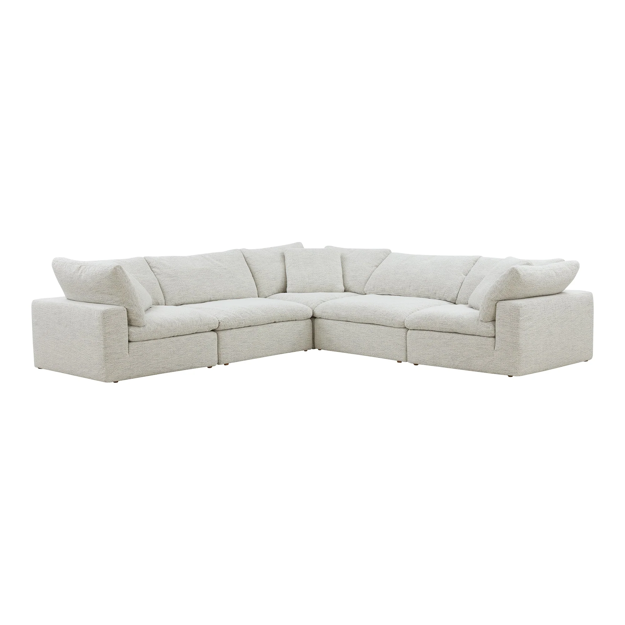 Moe's Home Collection Clay Classic L-Shaped Modular Sectional ~ Coastside Sand Performance Fabric
