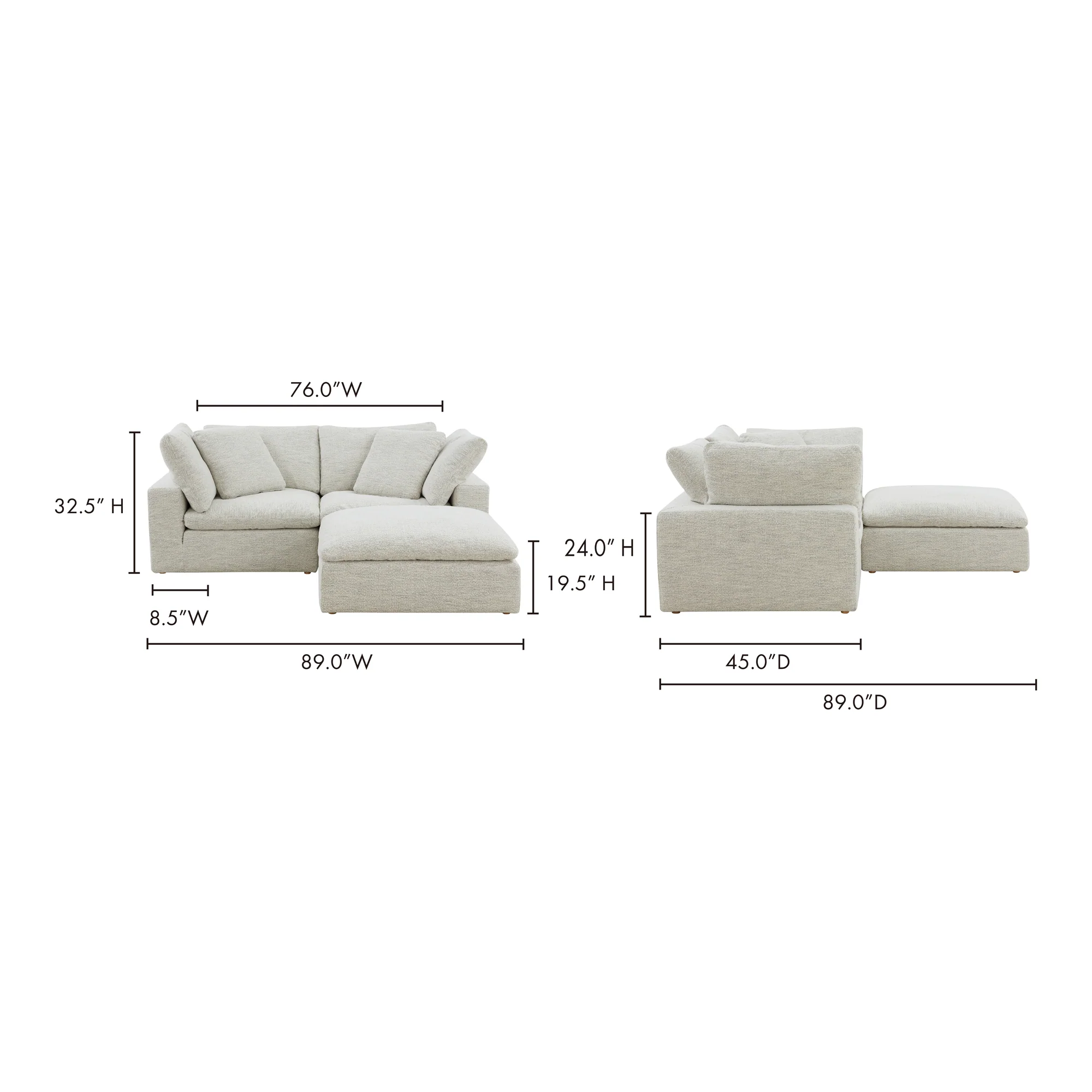 Moe's Home Collection Clay Nook Modular Sectional ~ Coastside Sand Performance Fabric - Image 6