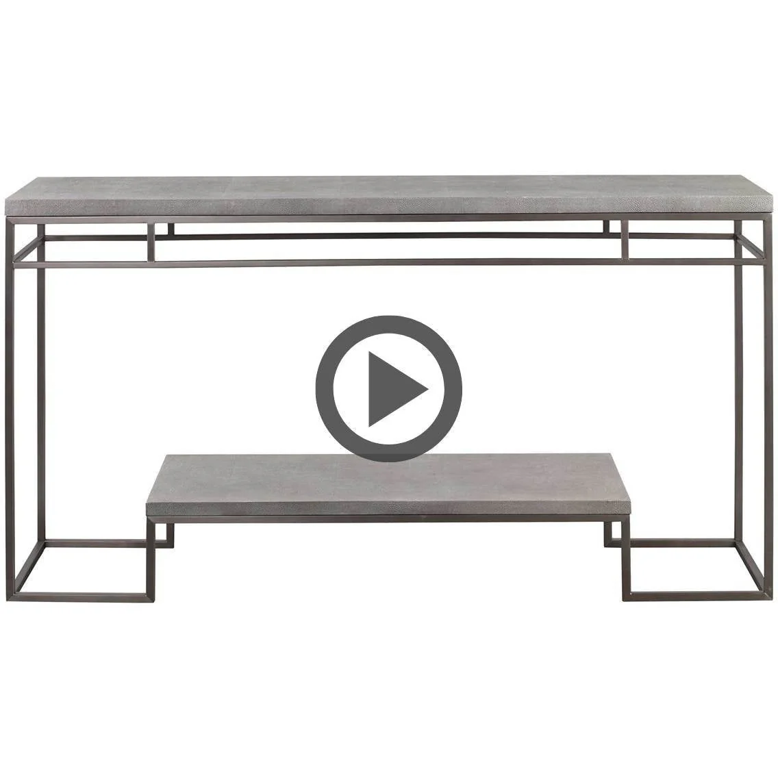 Uttermost Clea Light Gray Wash Faux Shagreen Top With Brushed Nickel Contemporary Console Table - Image 6