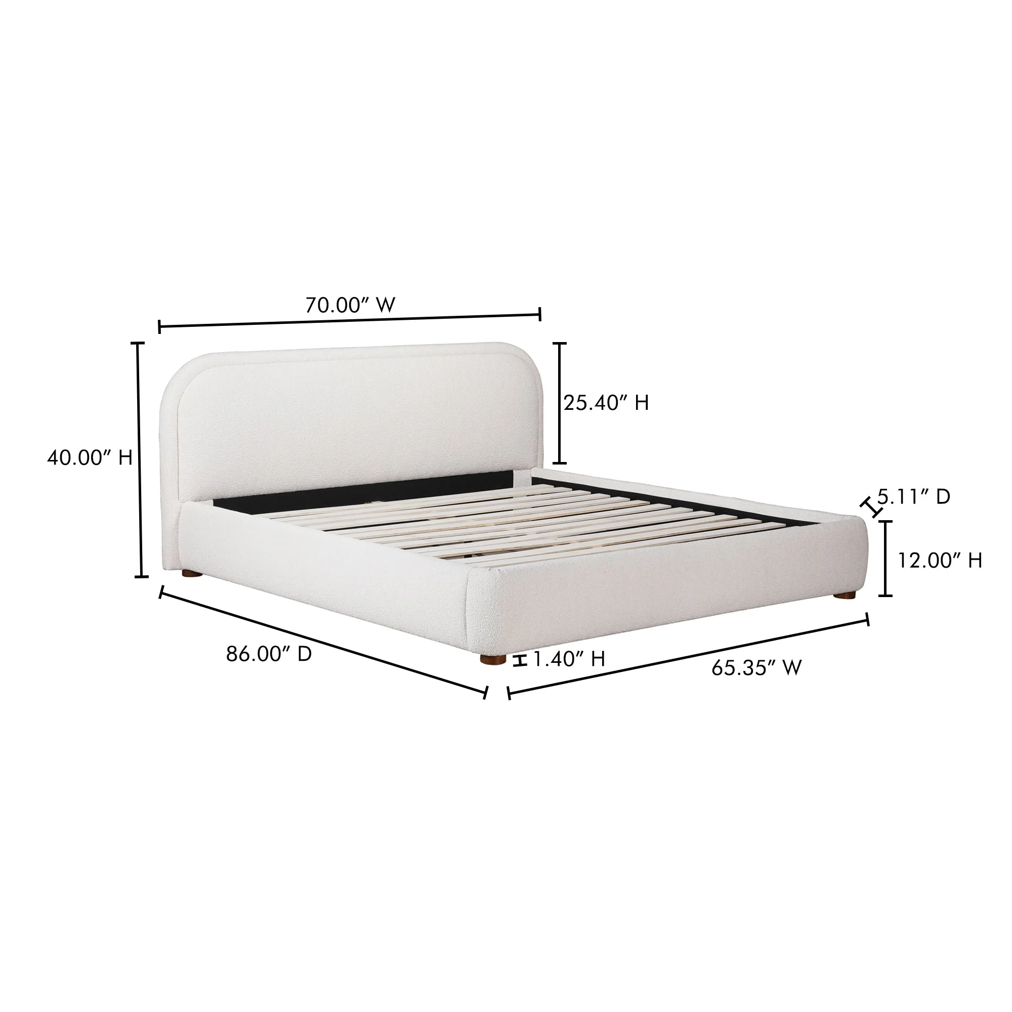 Moe's Home Collection Colin Oatmeal Velvet Upholstered Queen Size Bed - Image 14