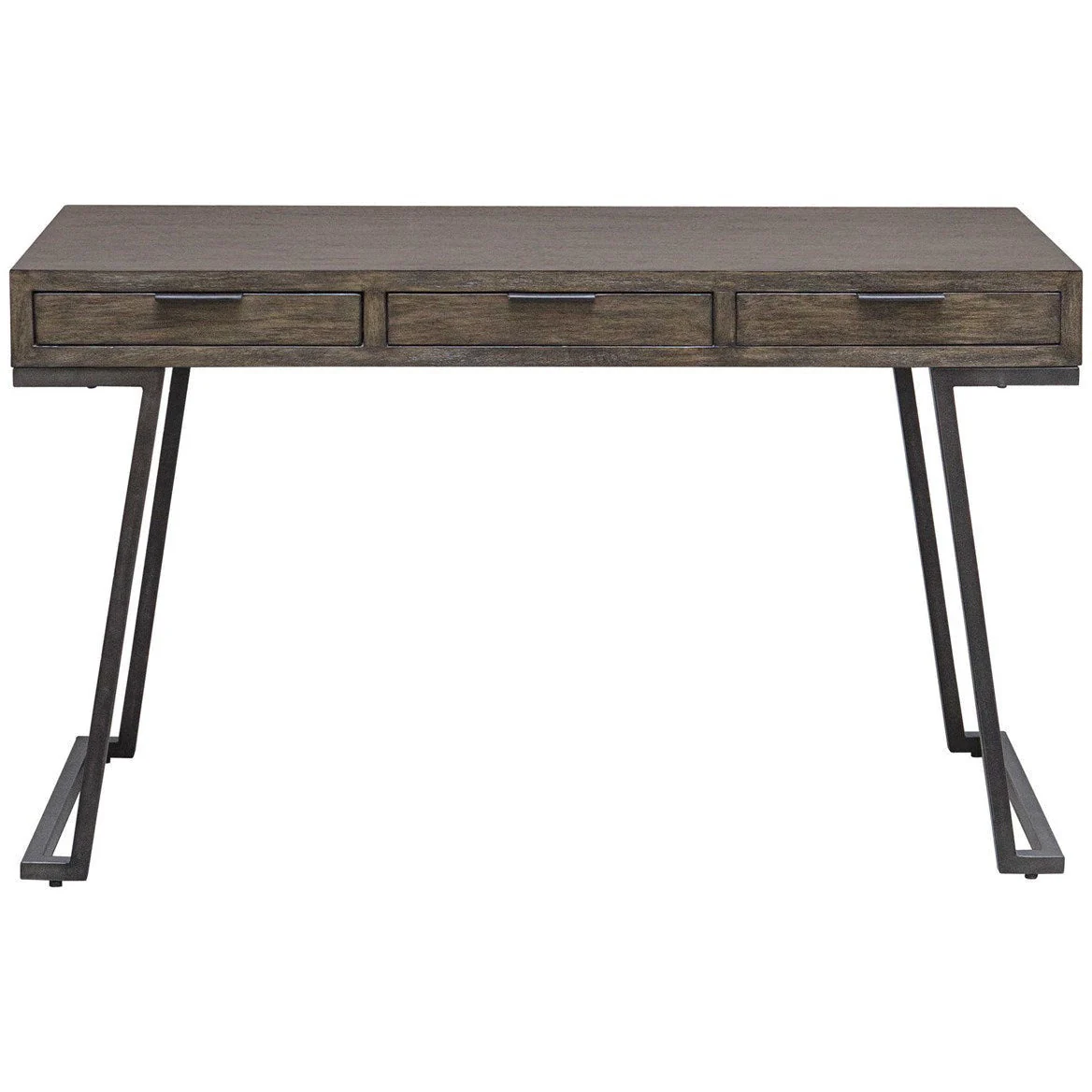 Uttermost Comrade Light Gray Glazing Mango Wood With Aged Steel Metal Rustic Modern Desk - Image 3