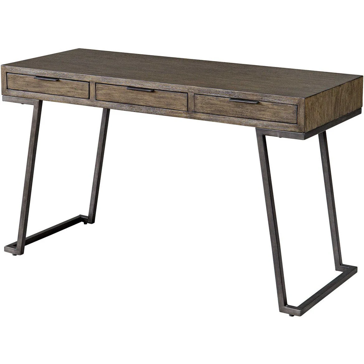 Uttermost Comrade Light Gray Glazing Mango Wood With Aged Steel Metal Rustic Modern Desk - Image 4
