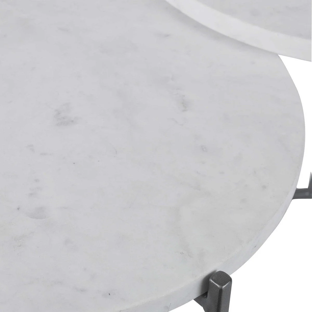 Uttermost Contarini White Marble Toos With Gunmetal Silver Iron Tiered Coffee Tables - Image 3