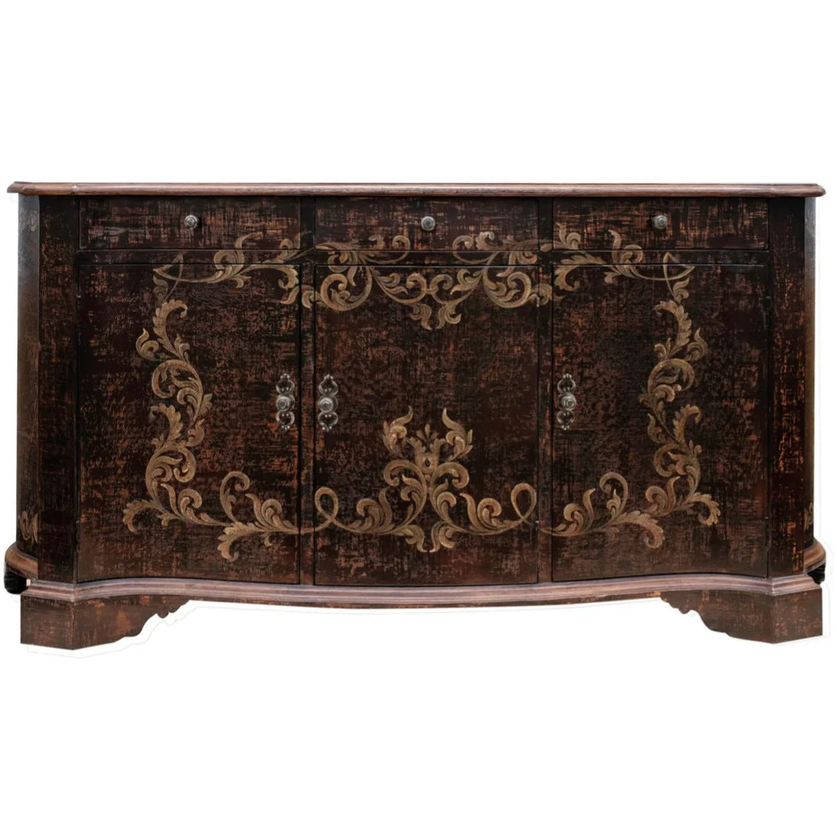 Casa Bonita Peruvian Hand-Painted Carved Wood Treviso Buffet