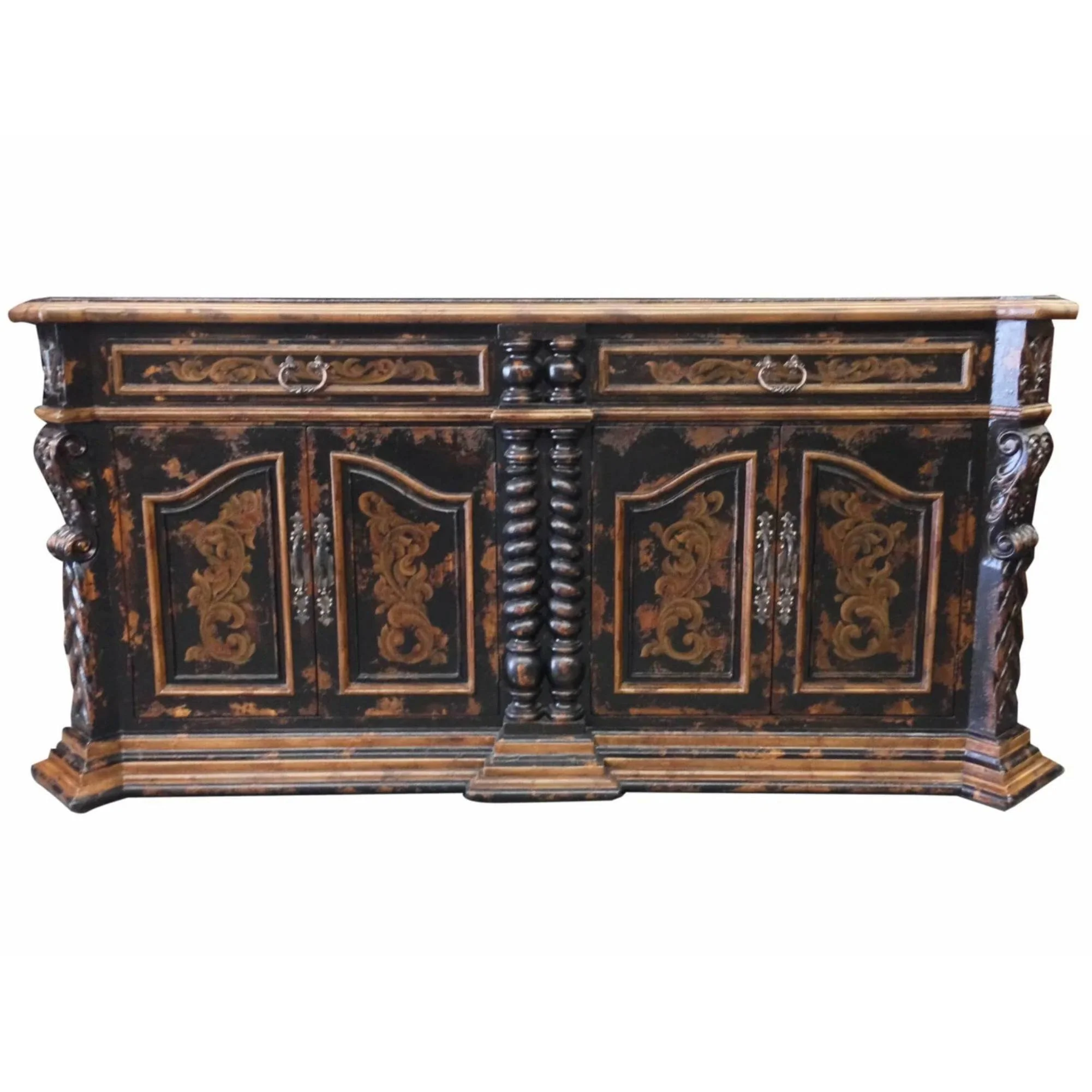 Casa Bonita Peruvian Hand-Painted Carved Wood Barcelona Large Buffet