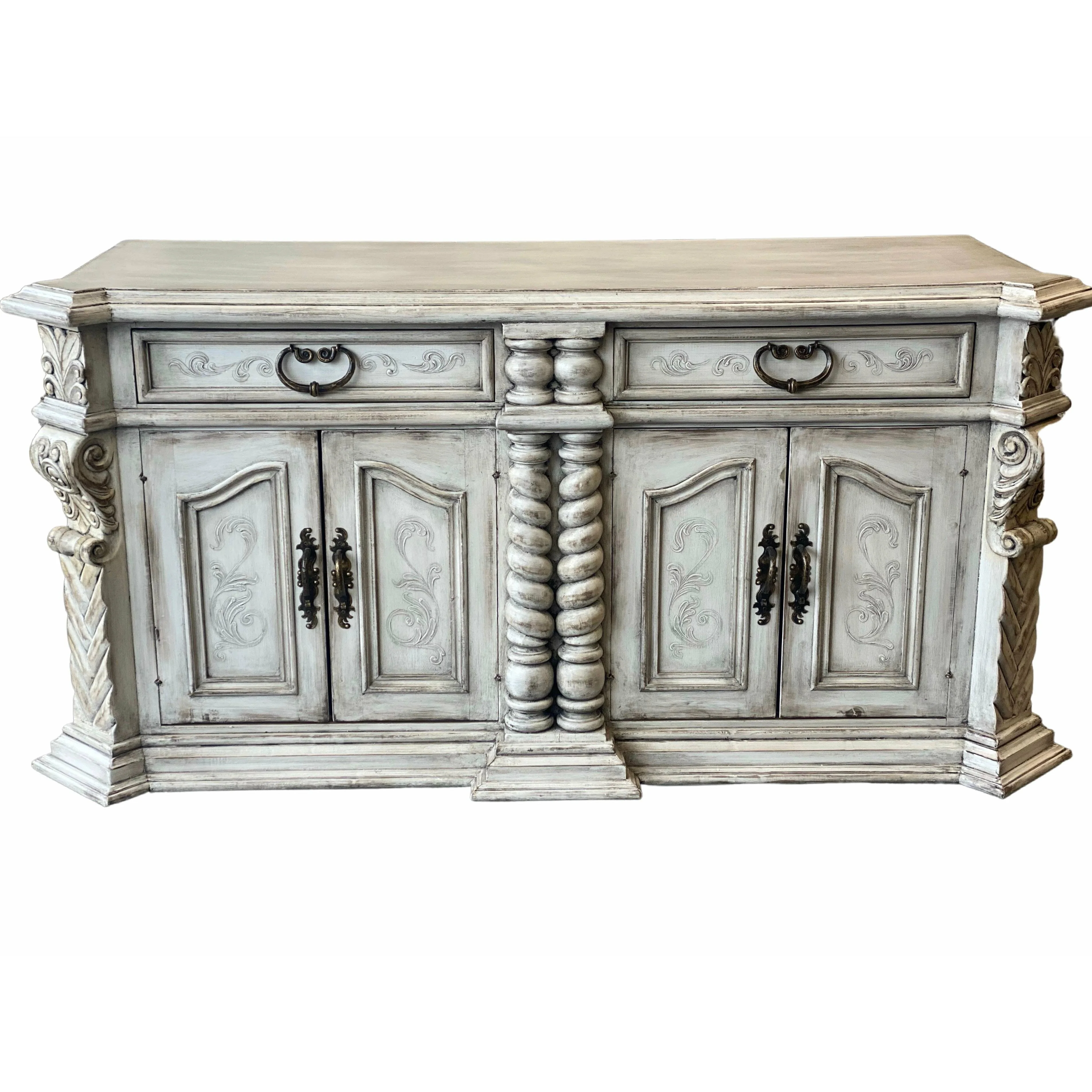 Casa Bonita Peruvian Hand-Painted Carved Wood Barcelona Large Buffet