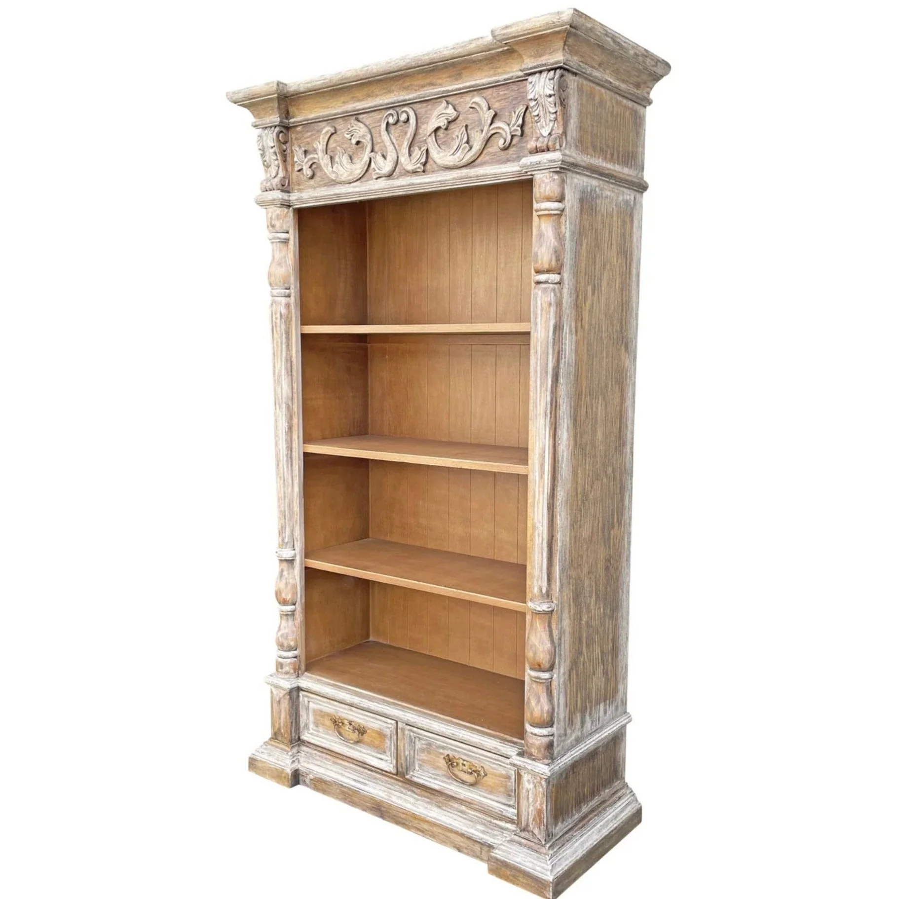 Casa Bonita Peruvian Hand-Painted Carved Wood Arroyo Bookcase - Image 2