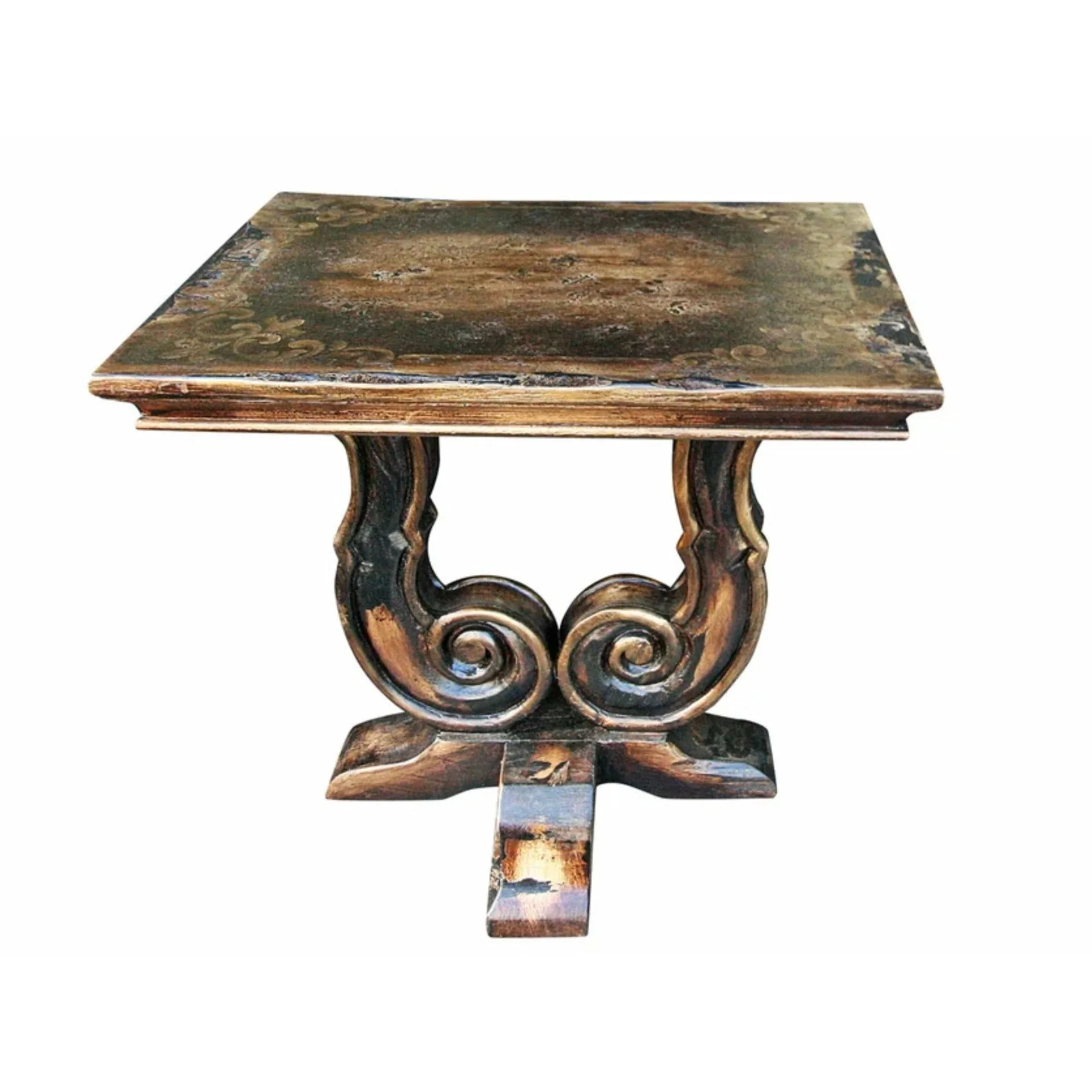 Casa Bonita Peruvian Hand-Painted Carved Wood Umbria End Table