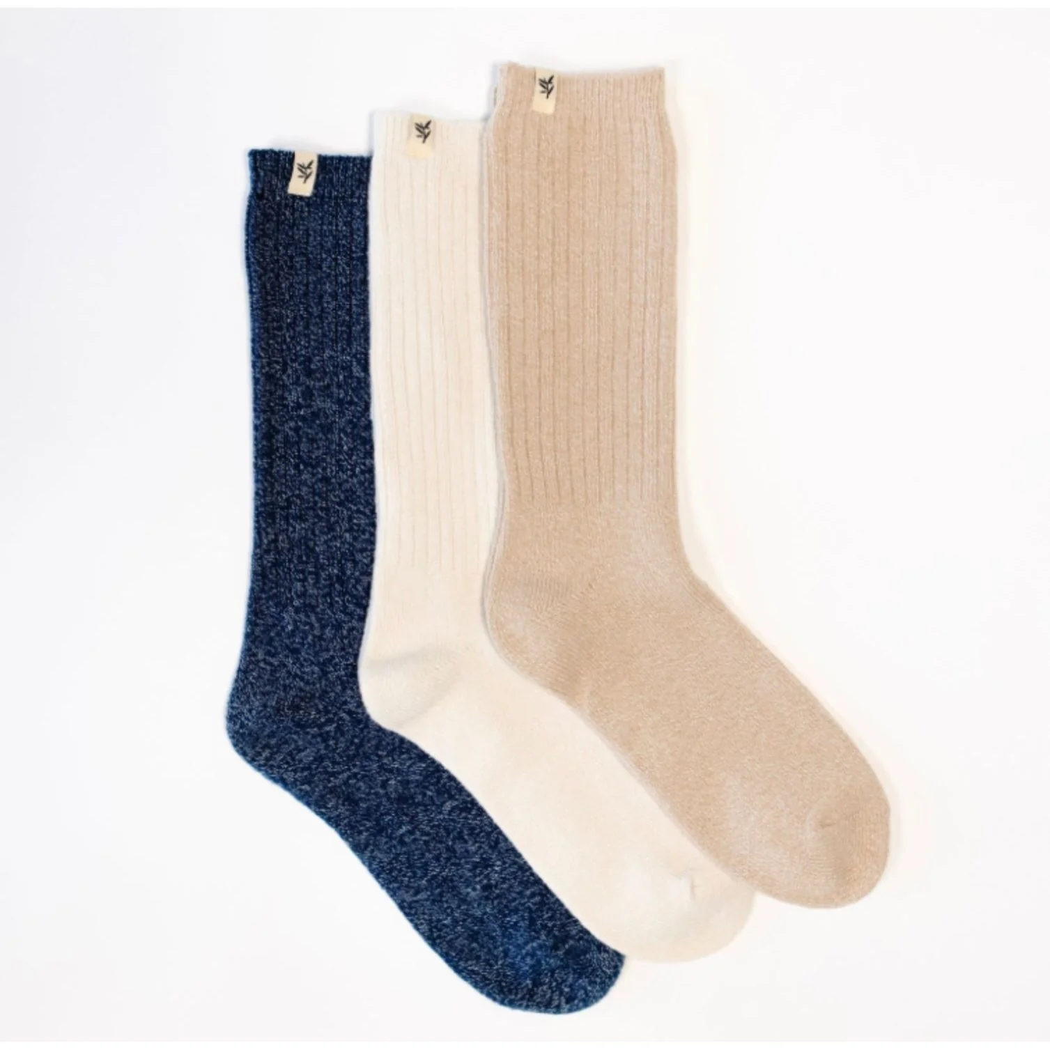 Cozy Earth The Plush Lounge Sock ~ Set of 3 Socks Midnight Sky, Creme and Almond
