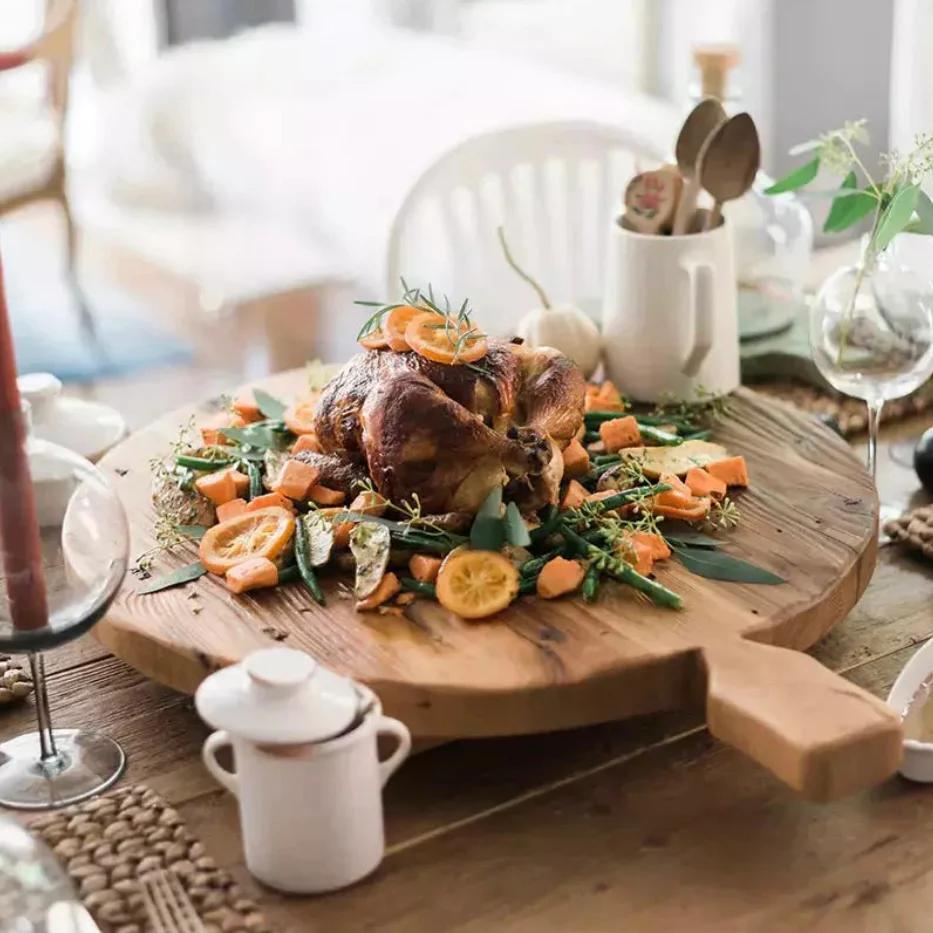 etúHOME Classic Oversized Round Footed Reclaimed Wood Serving Board ~ IN-STORE PURCHASE ONLY