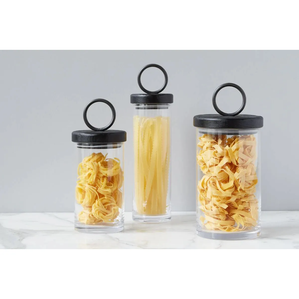 etúHOME Black Ring Top Set of 3 Glass Canisters ~ IN-STORE PURCHASE ONLY - Image 5