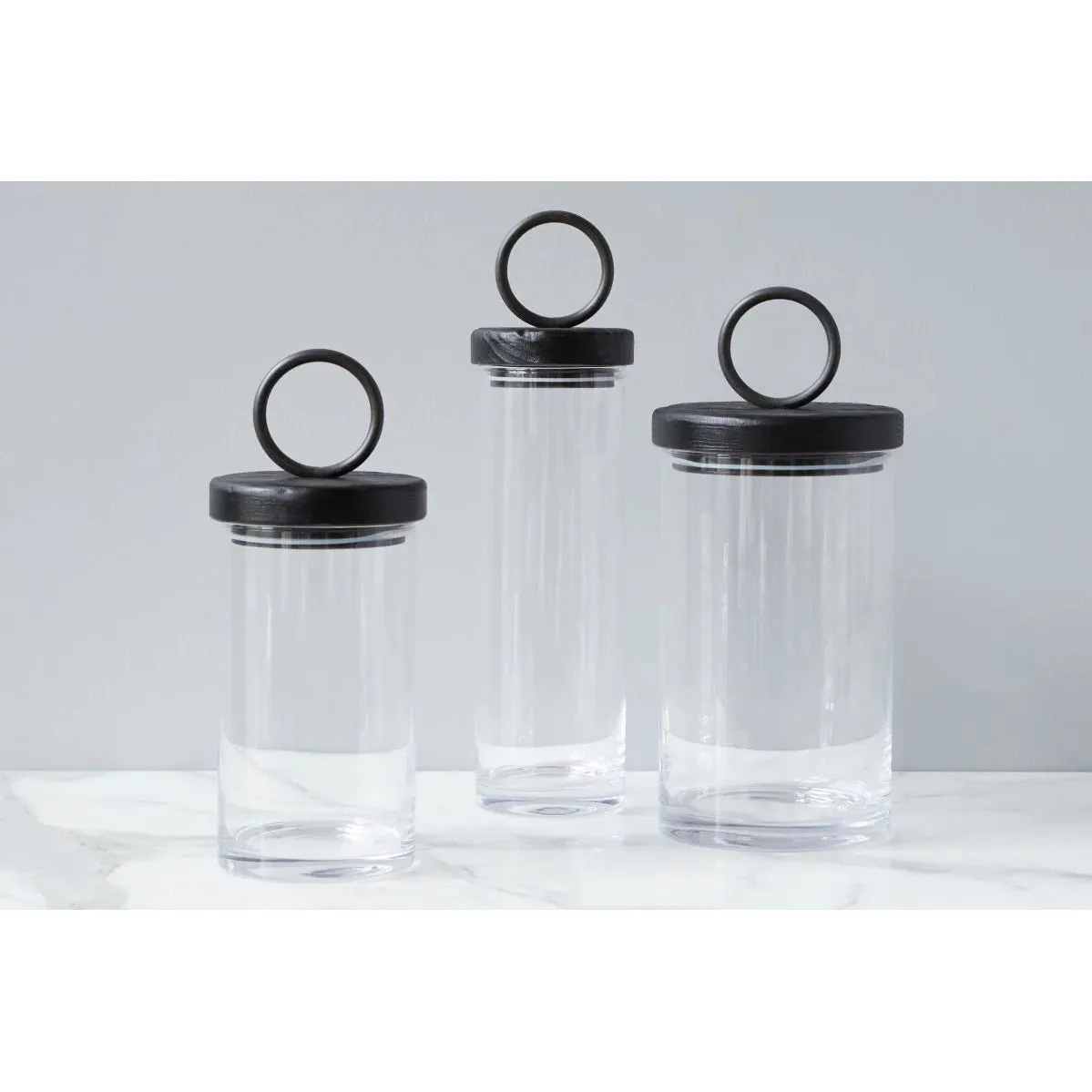 etúHOME Black Ring Top Set of 3 Glass Canisters ~ IN-STORE PURCHASE ONLY - Image 6
