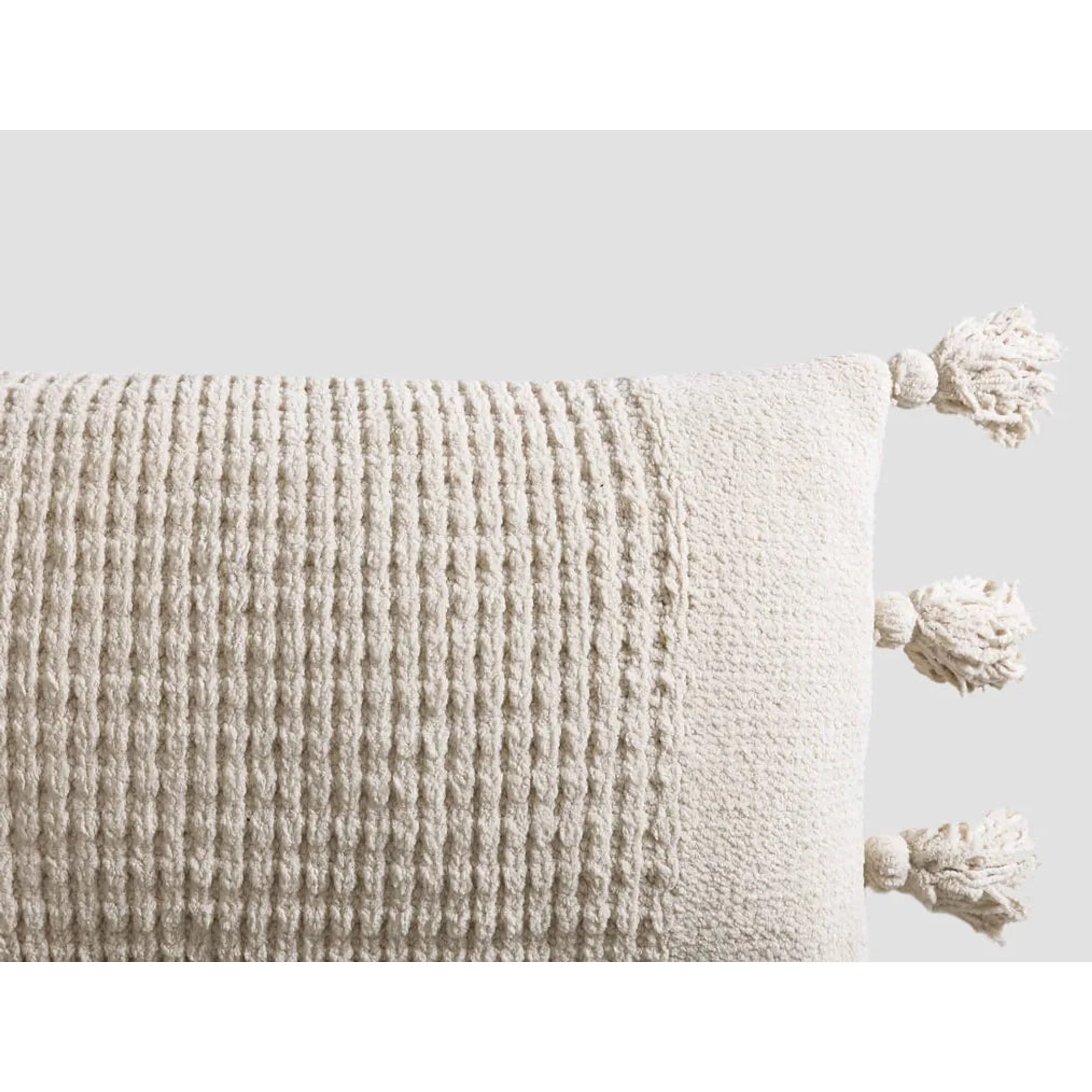 Sunday Citizen Sahara Tan Braided Pom Pom Lumbar Pillow 36 x 14 - Image 2