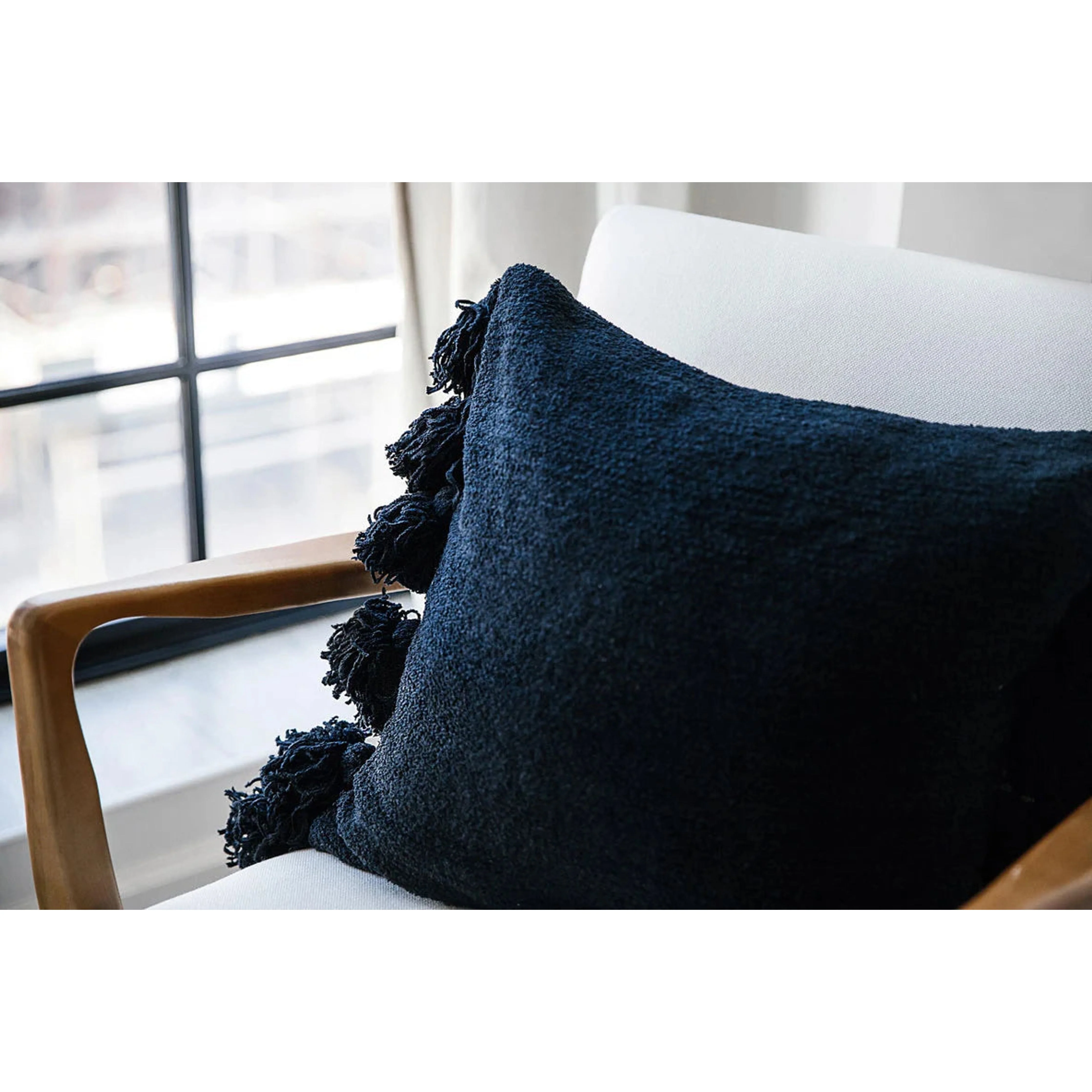 Sunday Citizen Black Pom Pom Throw Pillow 20x20 - Image 6