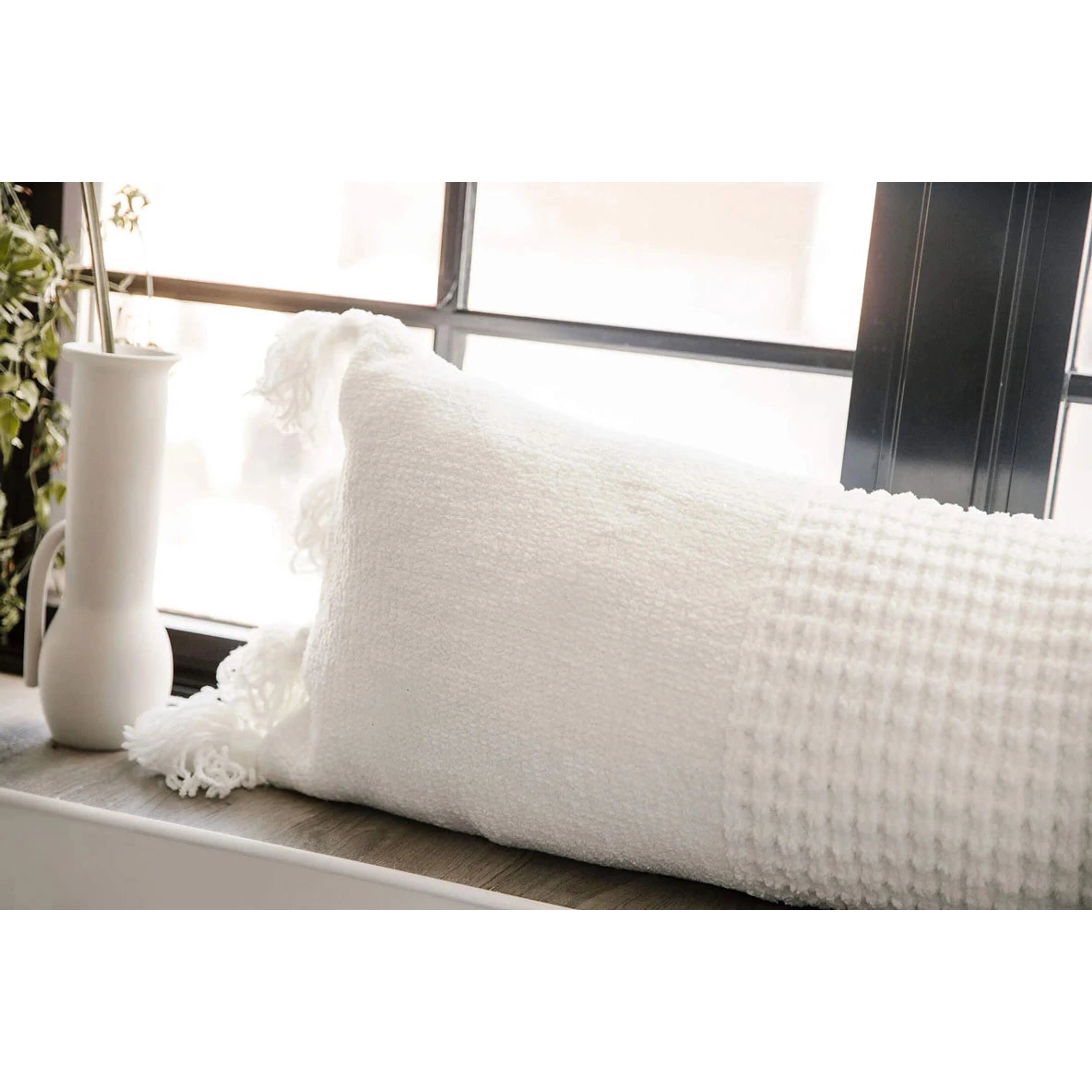 Sunday Citizen Off White Braided Pom Pom Lumbar Pillow 36 x 14 - Image 5