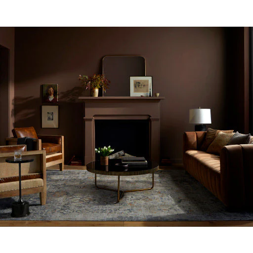 Surya Melton Modern Black Glass & Metallic Brass Base Round Coffee Table MEL-003 - Image 3