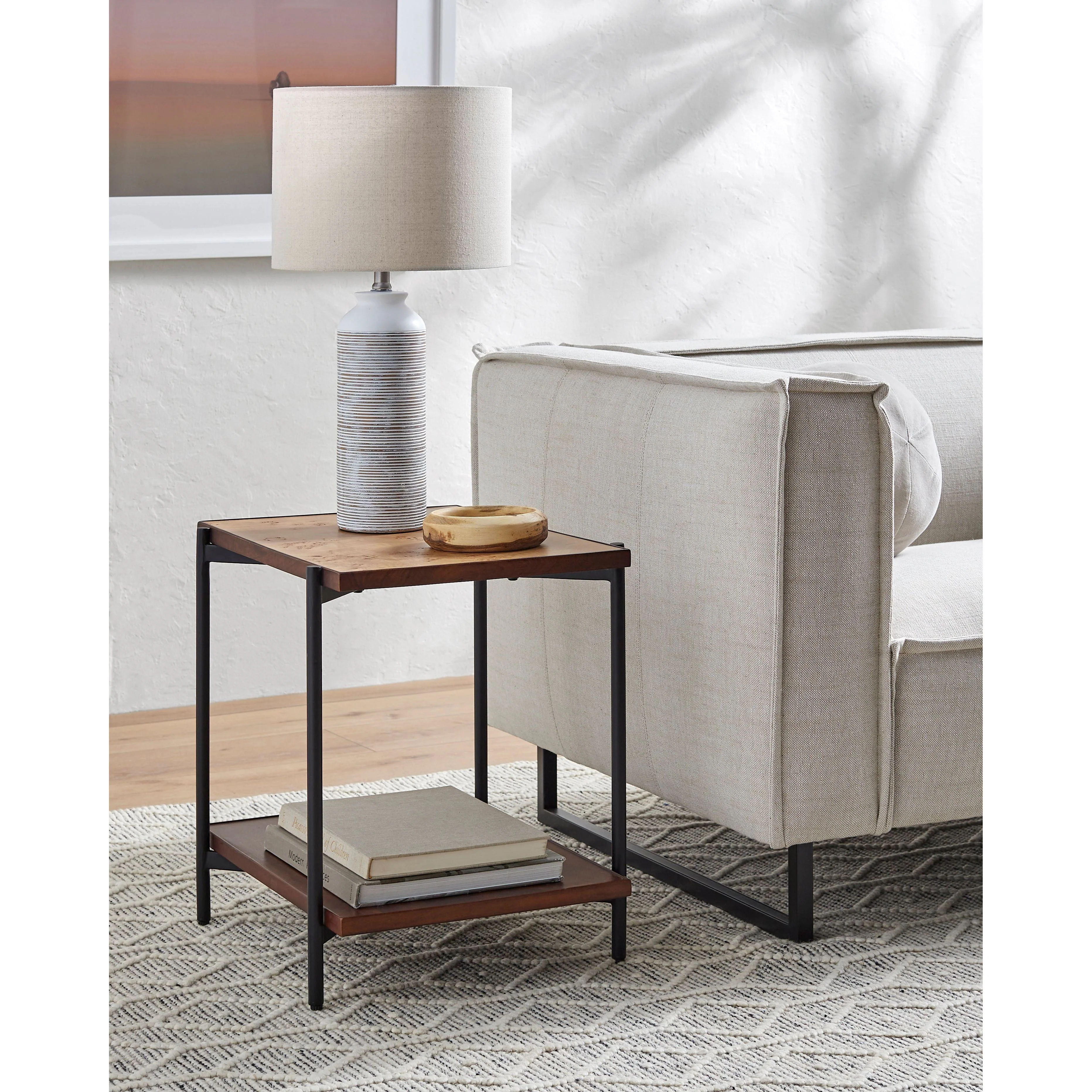 Surya Judith Modern Mango Wood With Metal Base End Table - Image 3