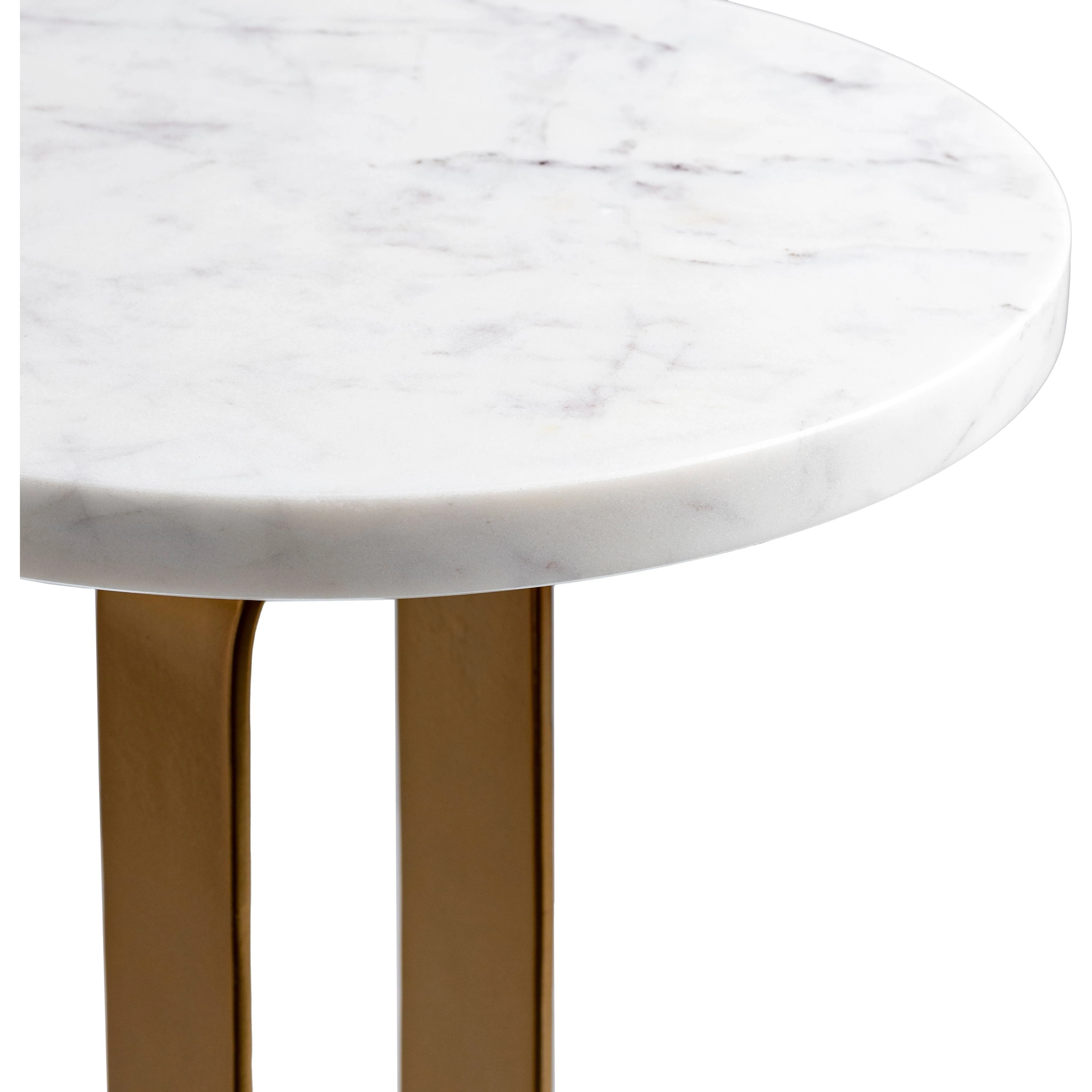 Surya Bendigo Modern White Marble Top With Brass Base Round End Table - Image 4