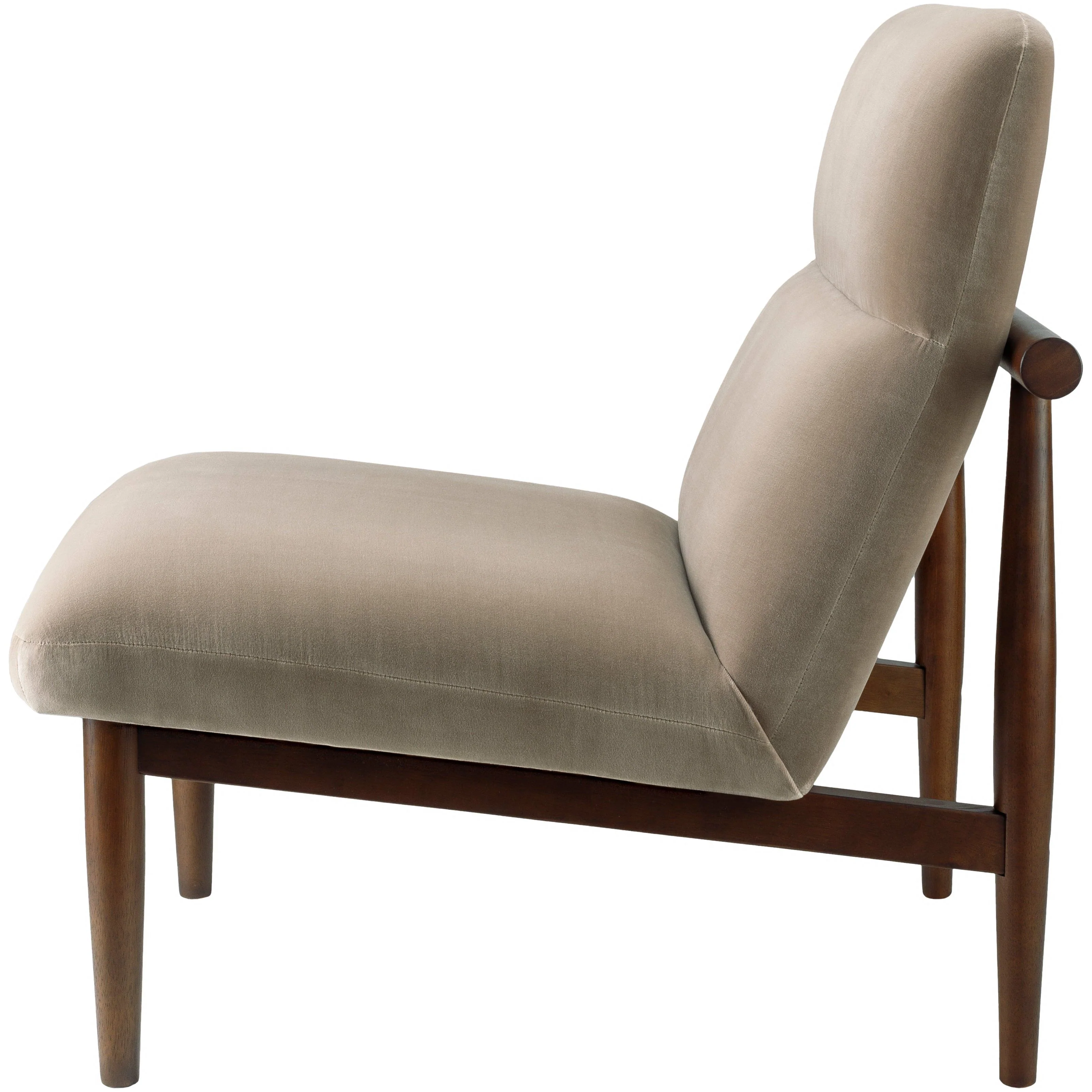 Surya Marsick Modern Khaki Armless Accent Chair With Wood Legs - Image 7