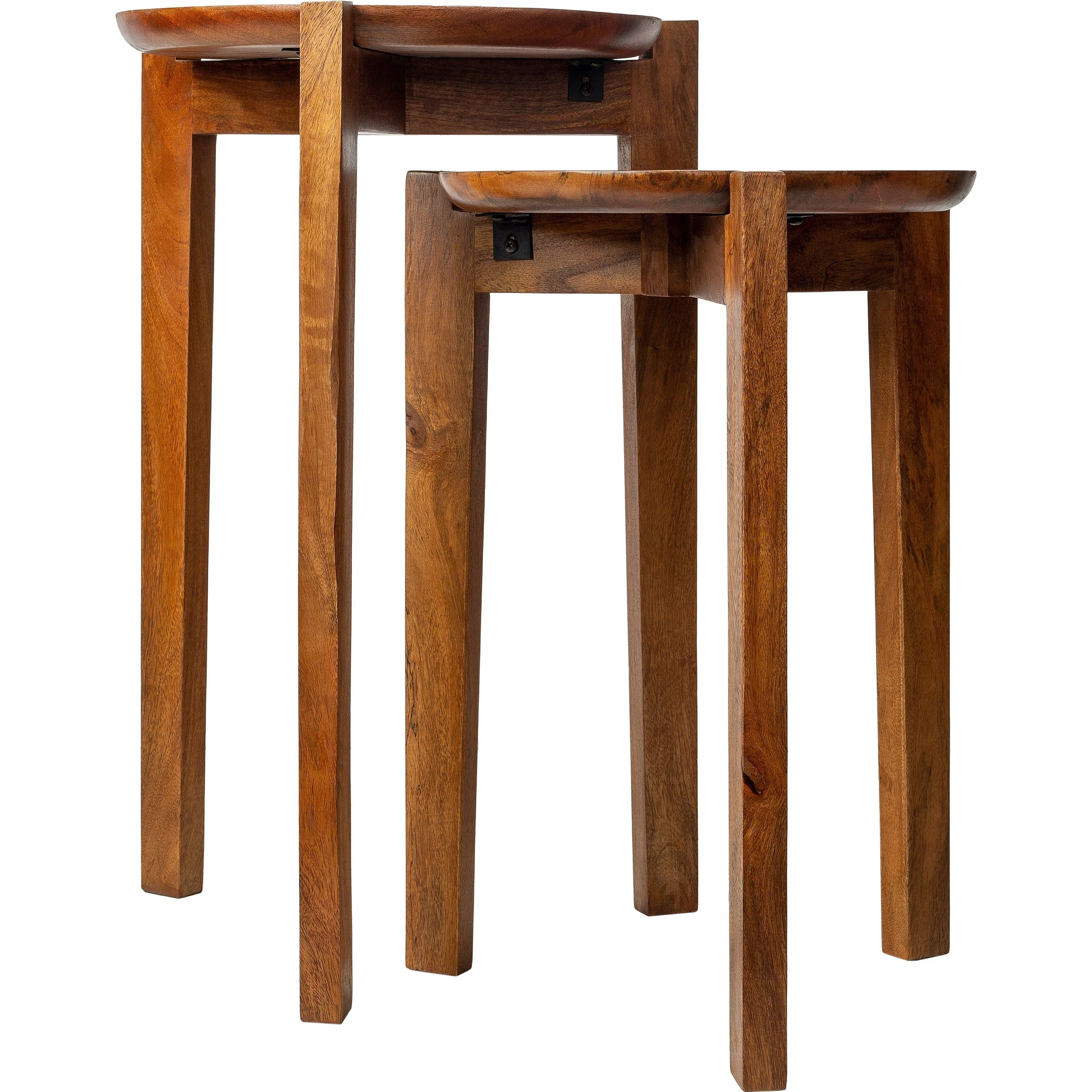 Surya Abuja Modern Wood Round Set of 2 Accent Side Tables - Image 4