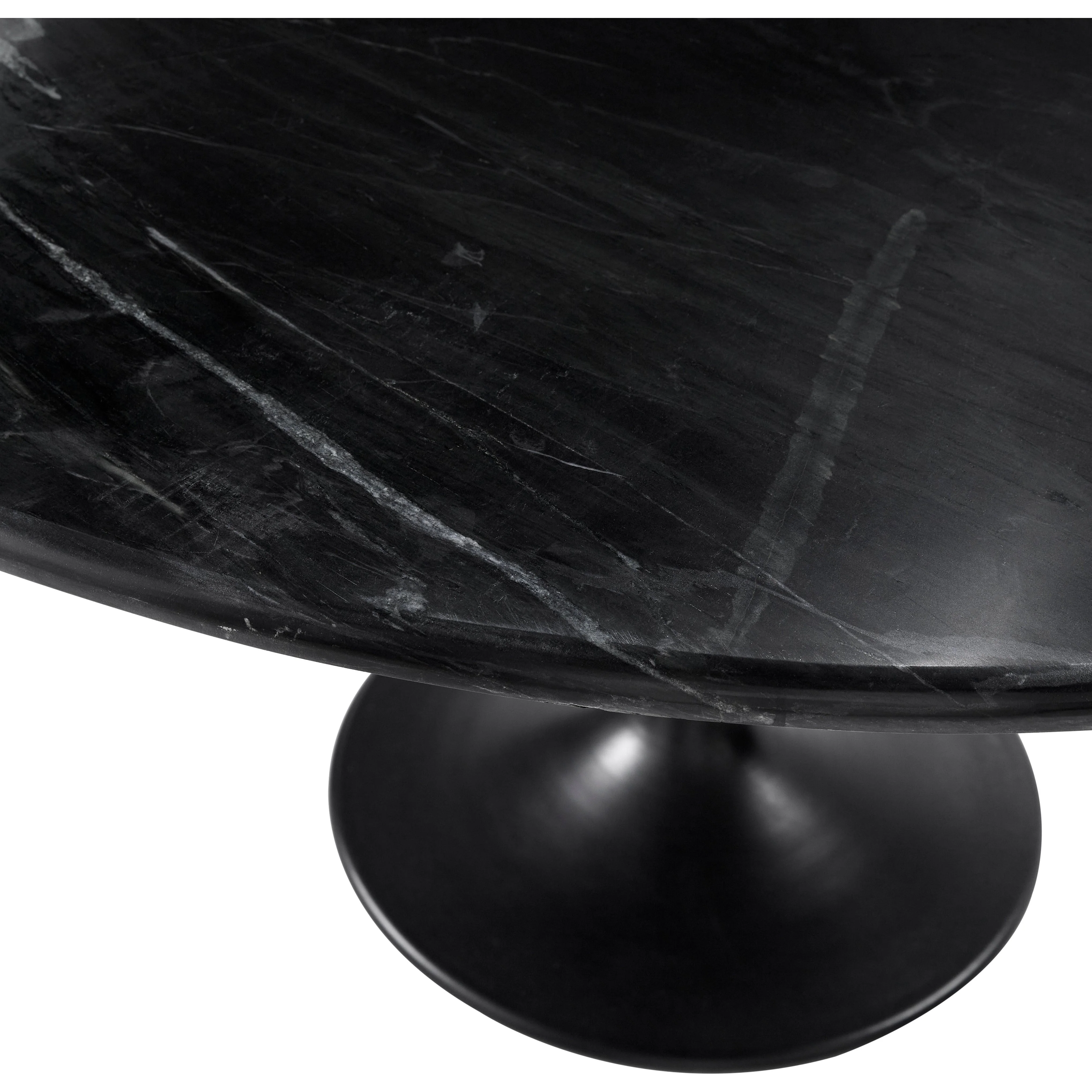 Surya Anatalia Modern Black Marble Round Dining Table With Black Metal Base - Image 5