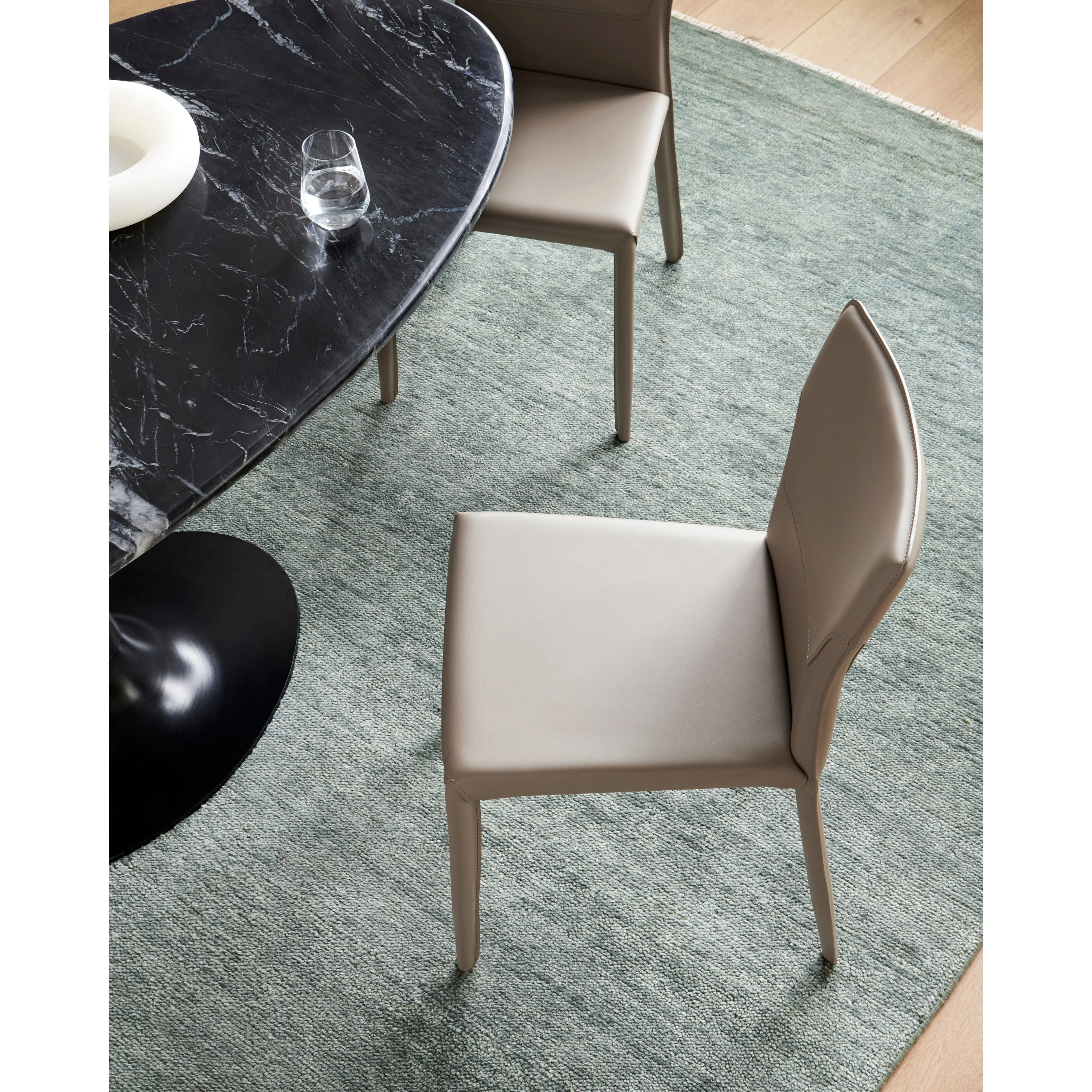 Surya Eric Modern Khaki Faux Leather Set of 2 Dining Chairs - Image 2