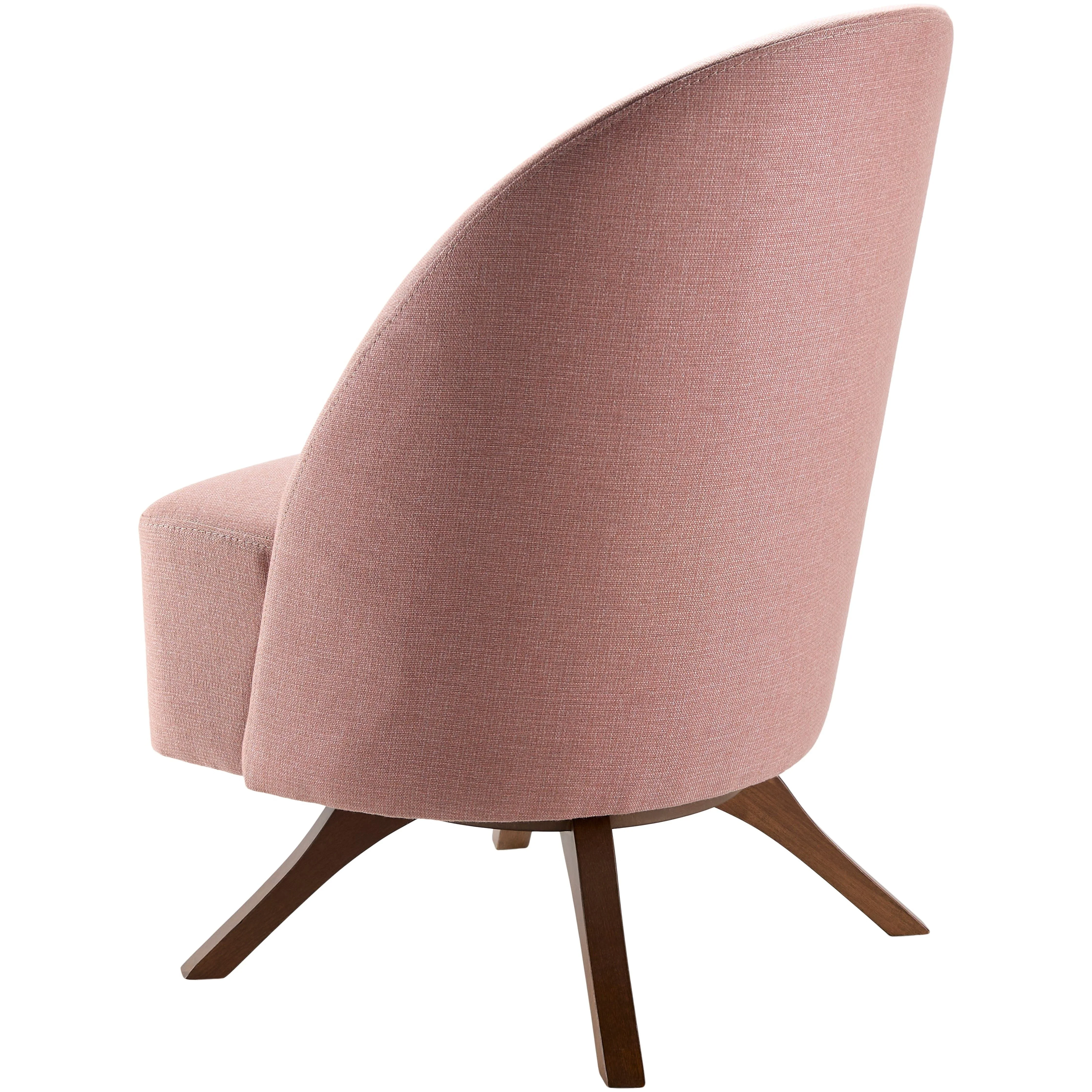 Surya Coda Modern Light Pink Swivel Chair With Wood Legs - Image 4
