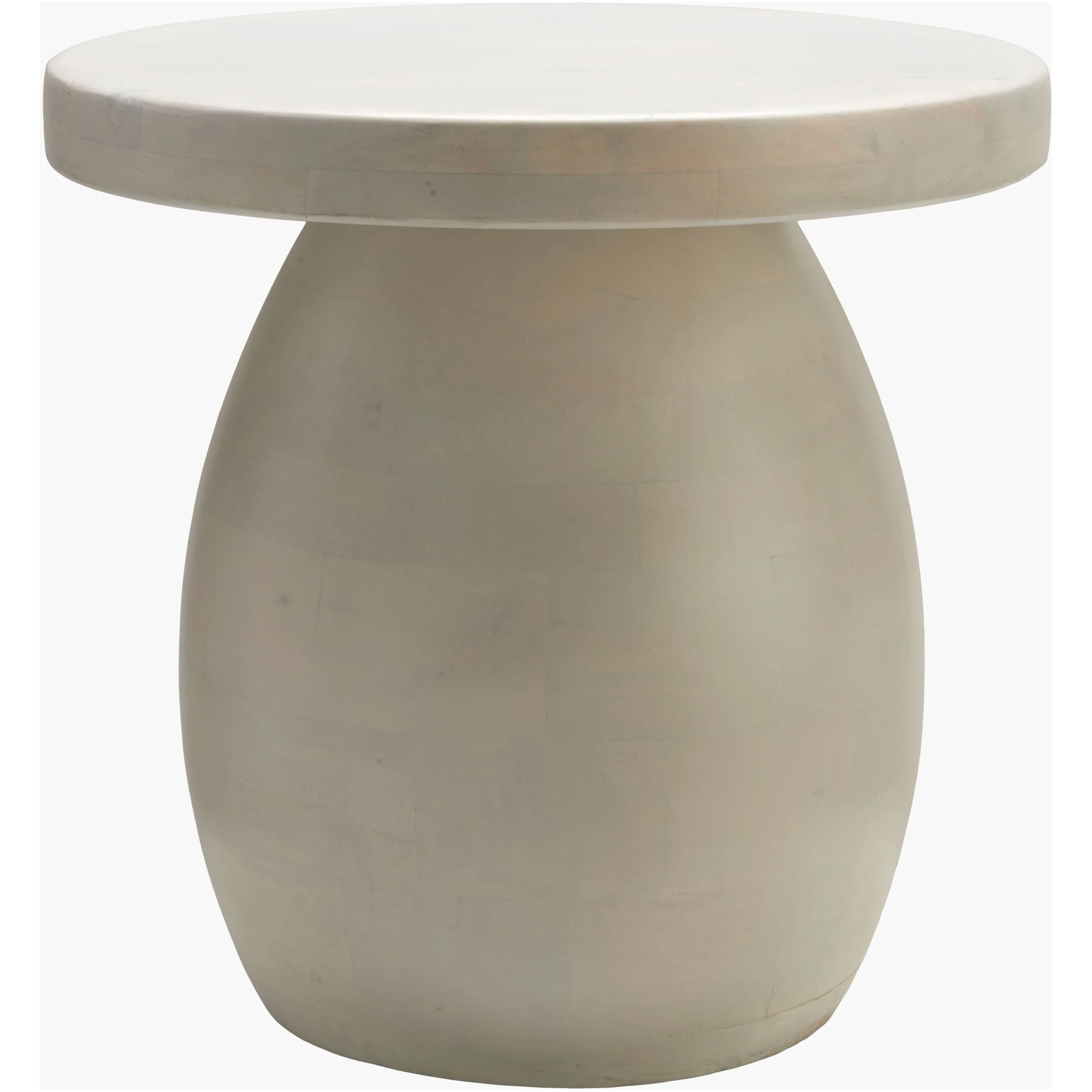 Surya Gant Modern White Mango Wood Round End Table - Image 2