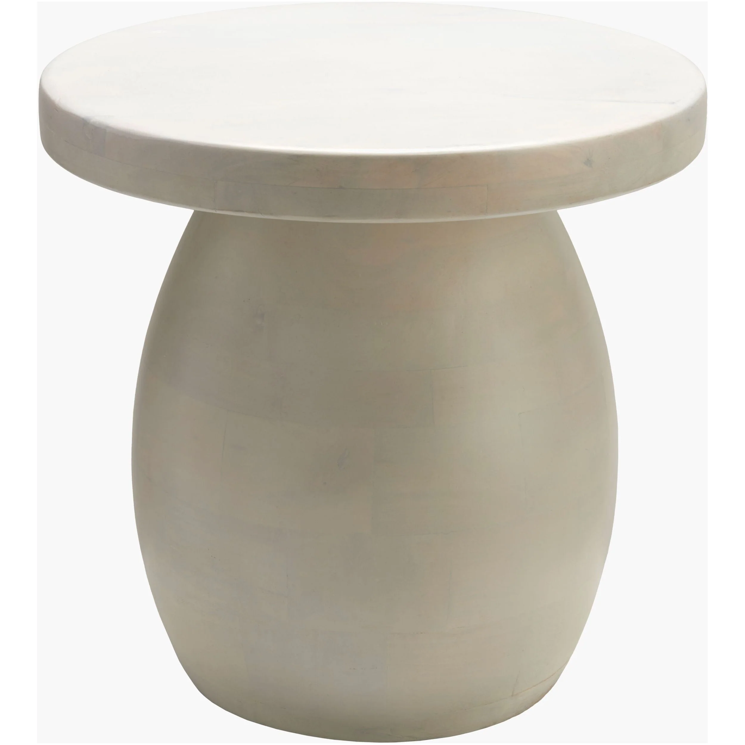 Surya Gant Modern White Mango Wood Round End Table - Image 3