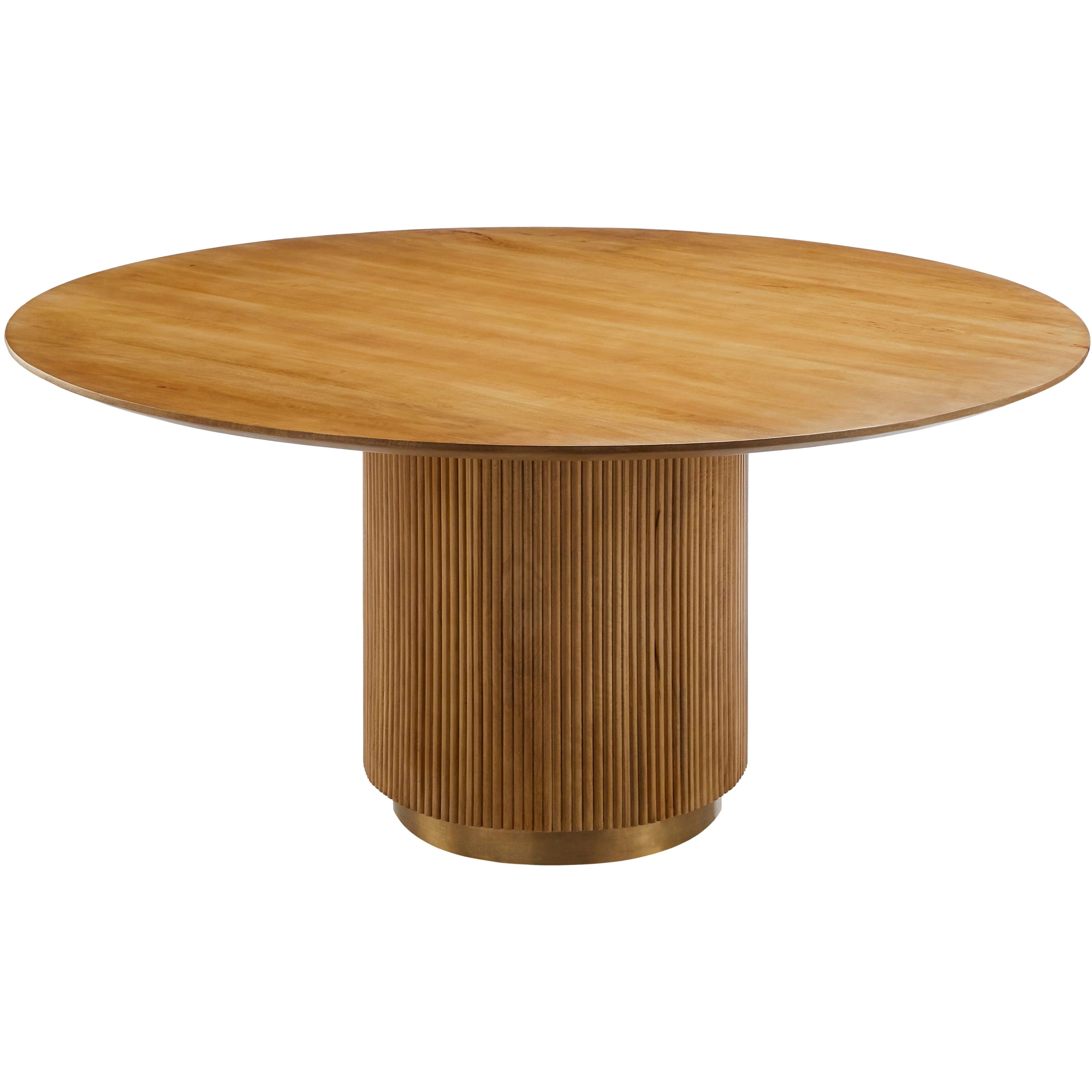 Surya Nems Modern Mango Wood 60” Round Dining Table With Brass Base - Image 2