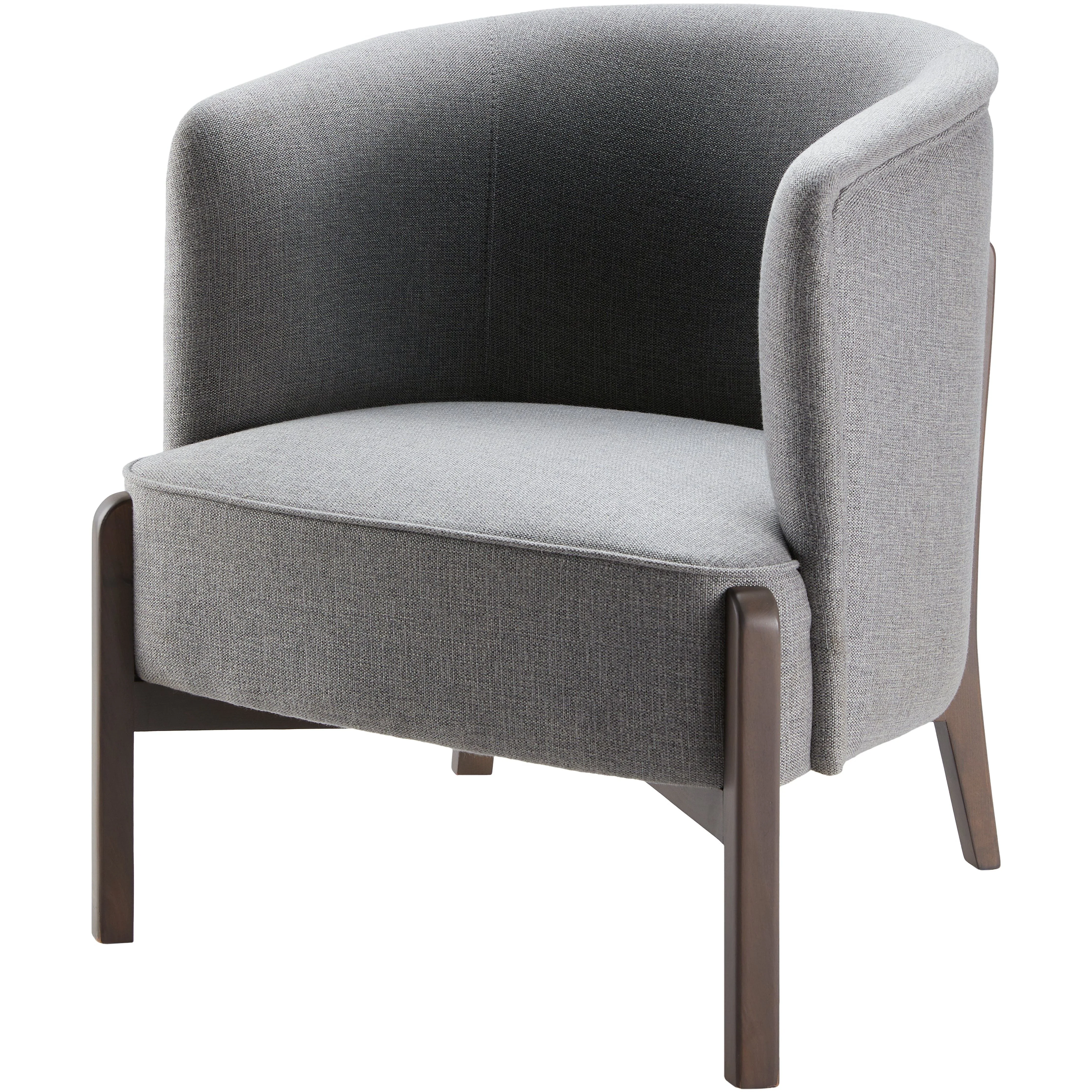 Surya Rayne Modern Gray Barrel Accent Chair with Wood Legs