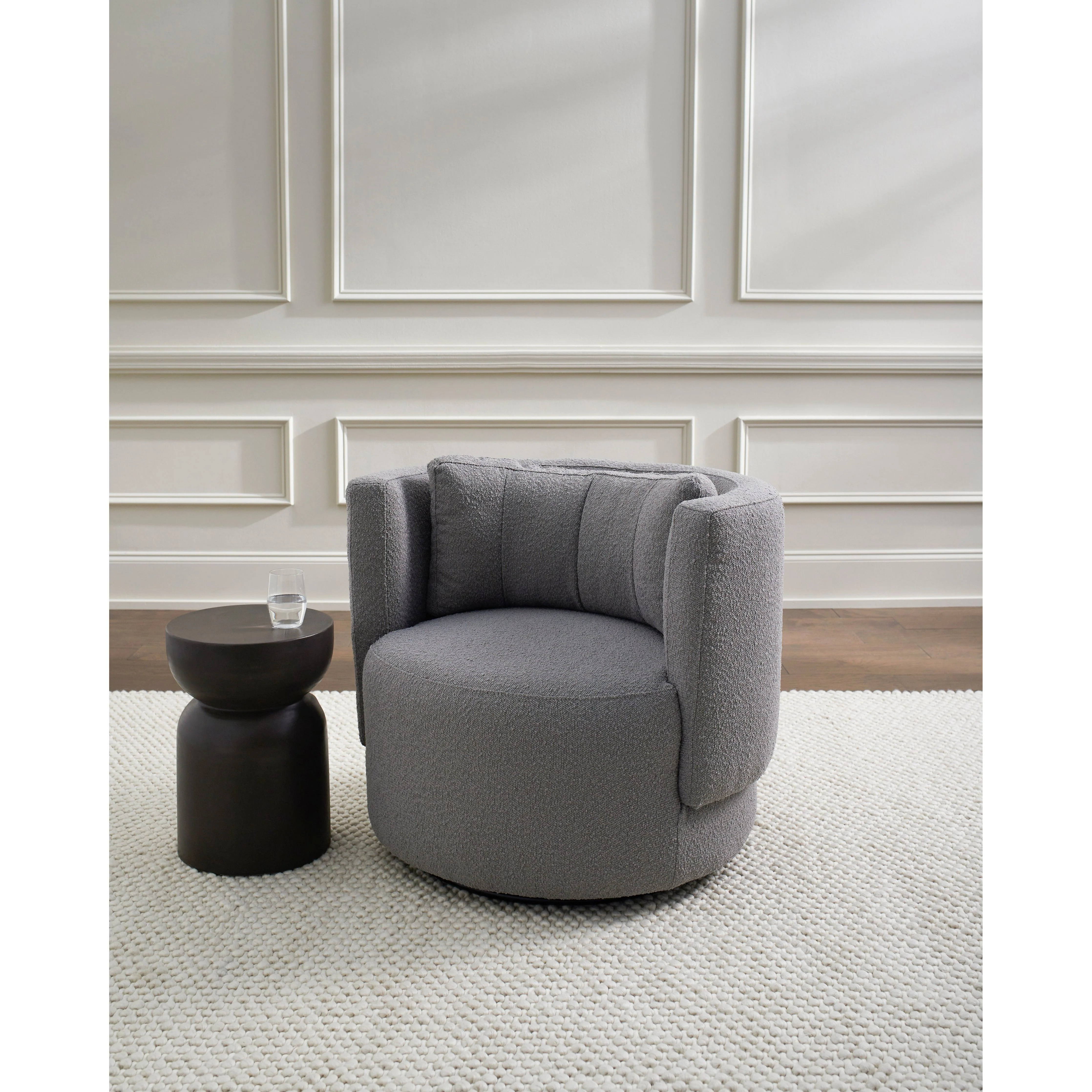 Surya Bingham Modern Charcoal Gray Swivel Chair - Image 2