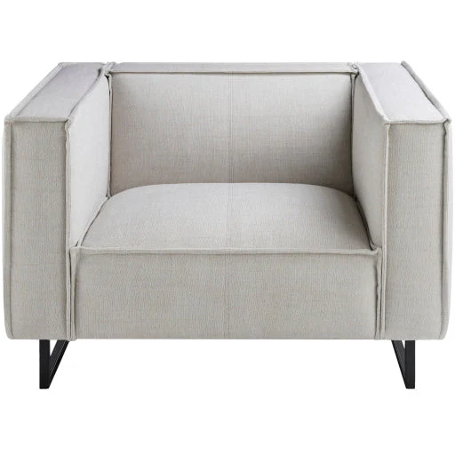 Surya Dylan Modern White Linen Square Arm Accent Chair - Image 2